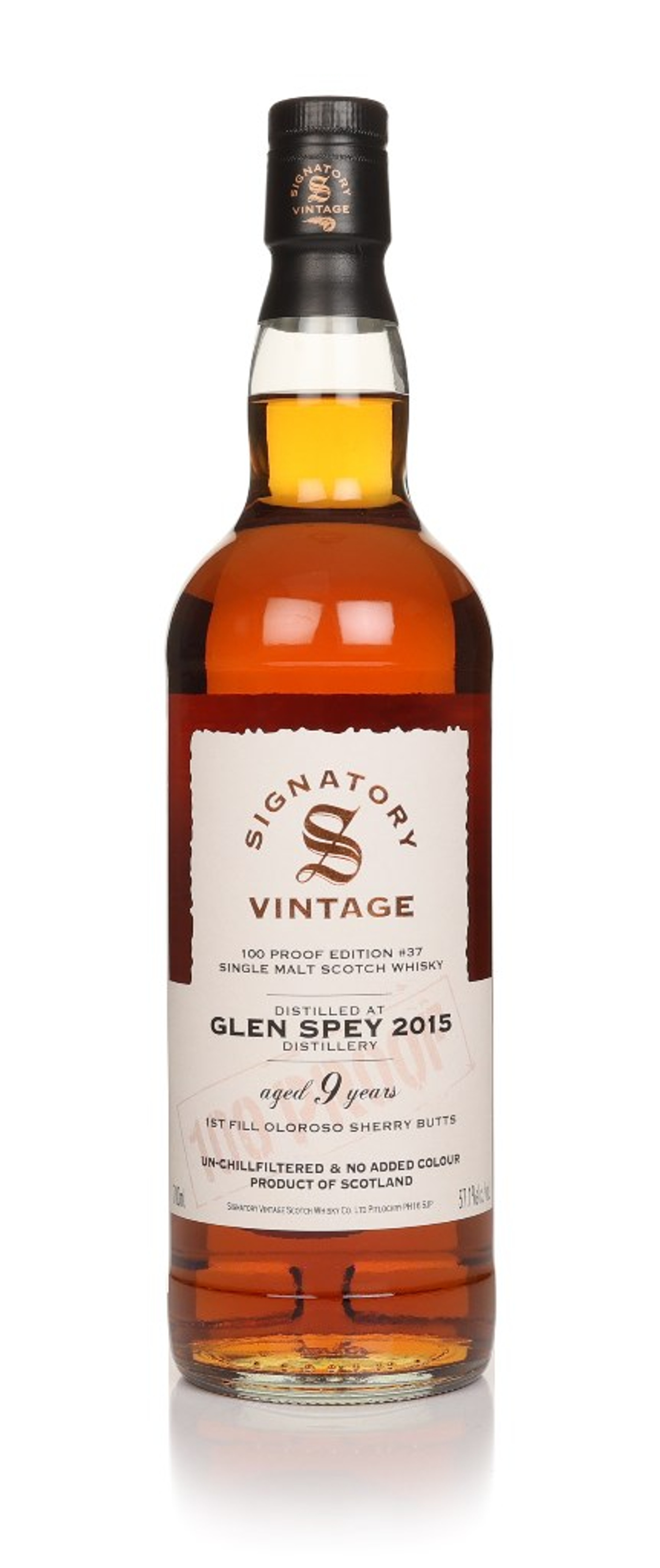 Glen Spey 9 Year Old 2015 - 100 Proof Edition #37 (Signatory) 70cl