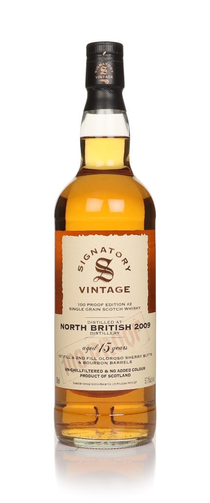 North British 15 Year Old 2009 - 100 Proof Grain Edition #2 (Signatory) 70cl