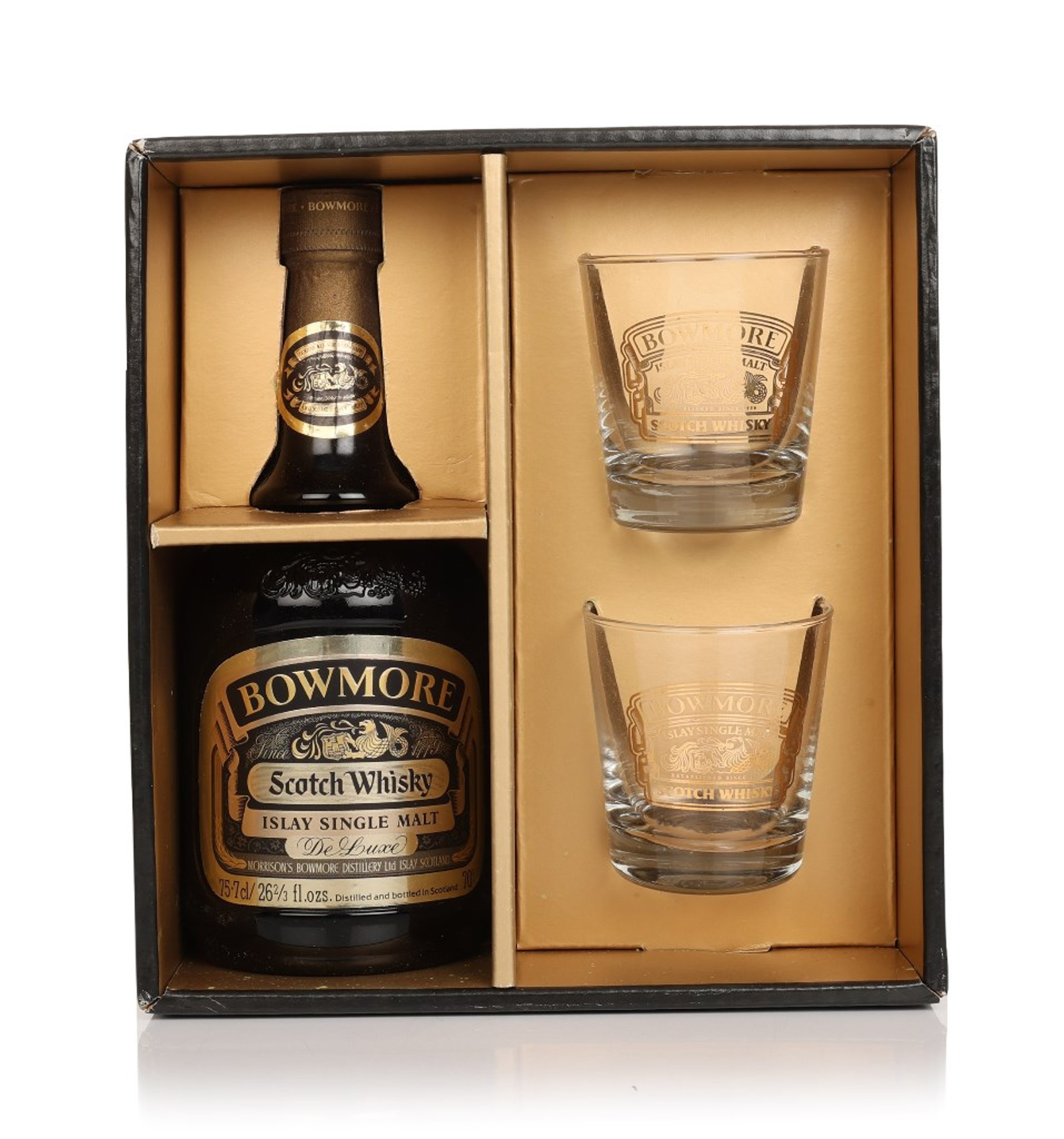 Bowmore DeLuxe with 2 Glasses - 1970s 75cl
