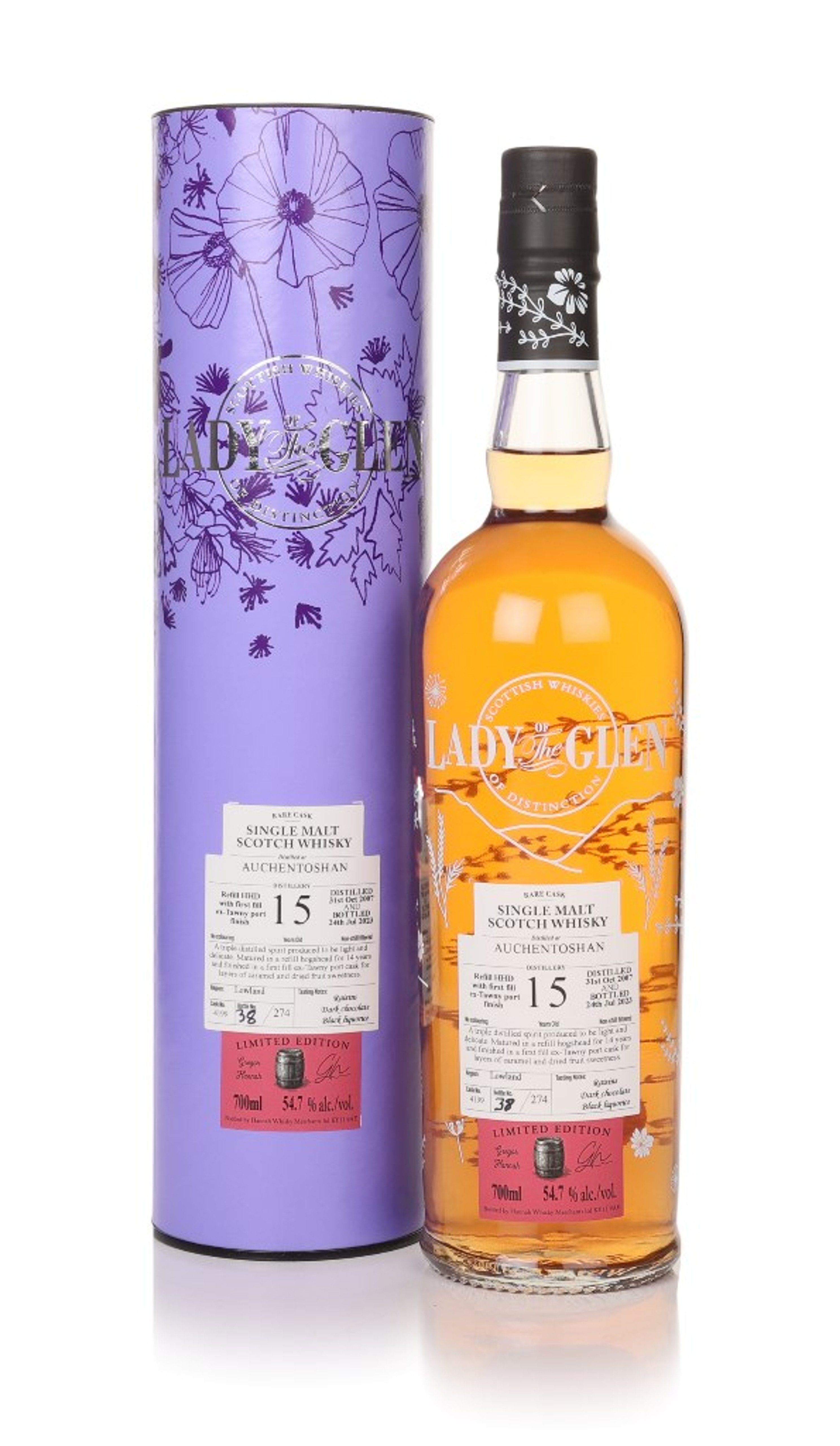 Auchentoshan 15 Year Old 2007 (cask 4199) - Lady of the Glen (Hannah Whisky Merchants) 70cl