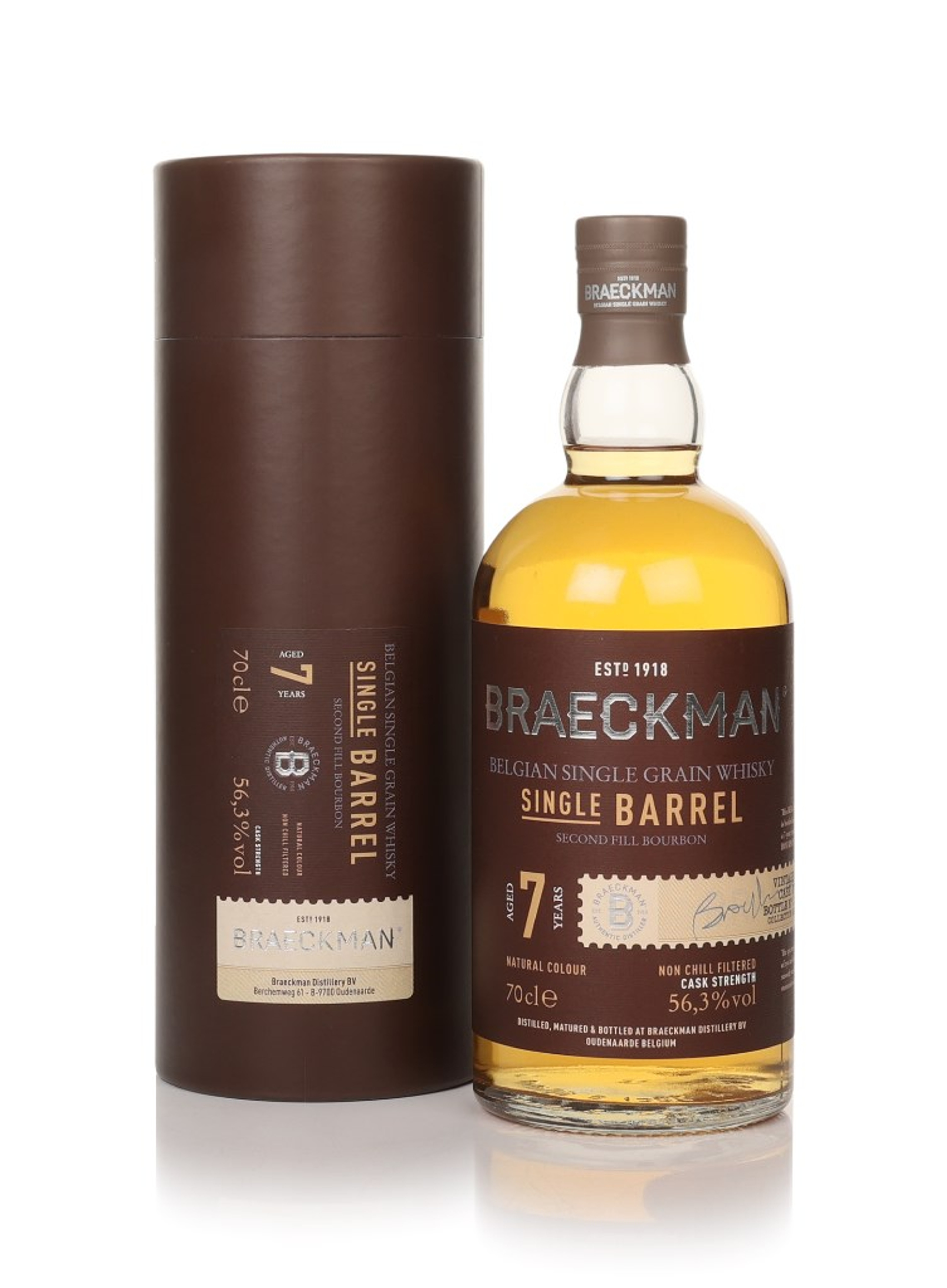 Braeckman 7 Year Old 2015 Single Barrel Grain Whisky (cask 68) - Second Fill Bourbon 70cl