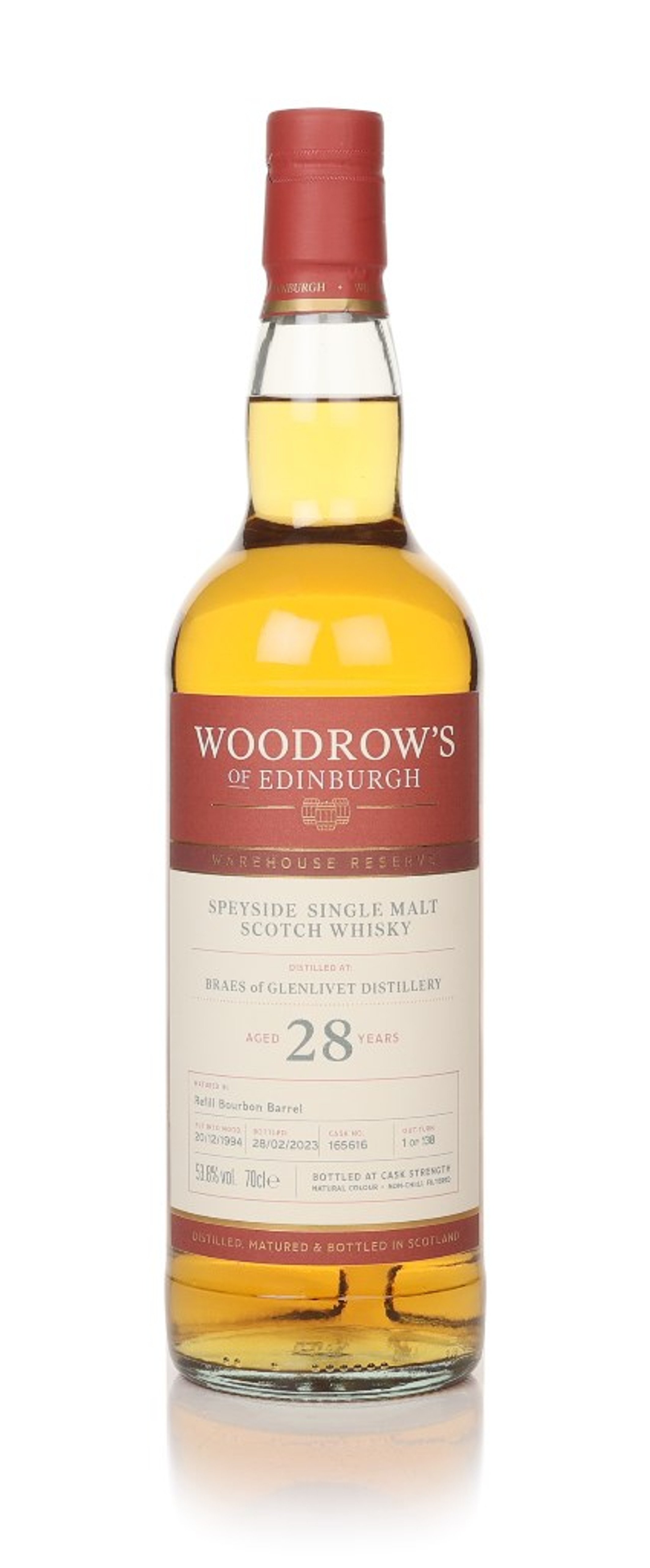 Braes of Glenlivet 28 Year Old  1994 (Cask 165616) - Woodrow's of Edinburgh 70cl