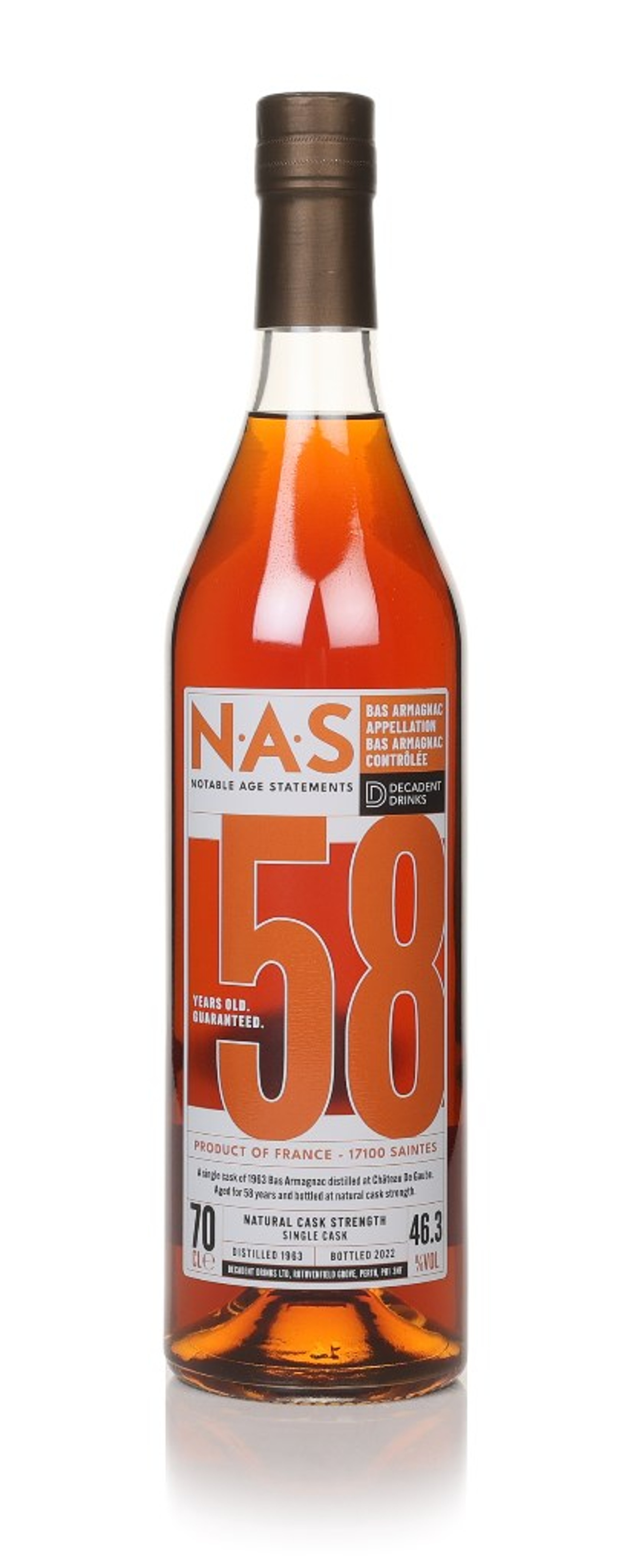 Château De Gaube 58 Year Old Bas Armagnac - Notable Age Statements (Decadent Drinks) 70cl