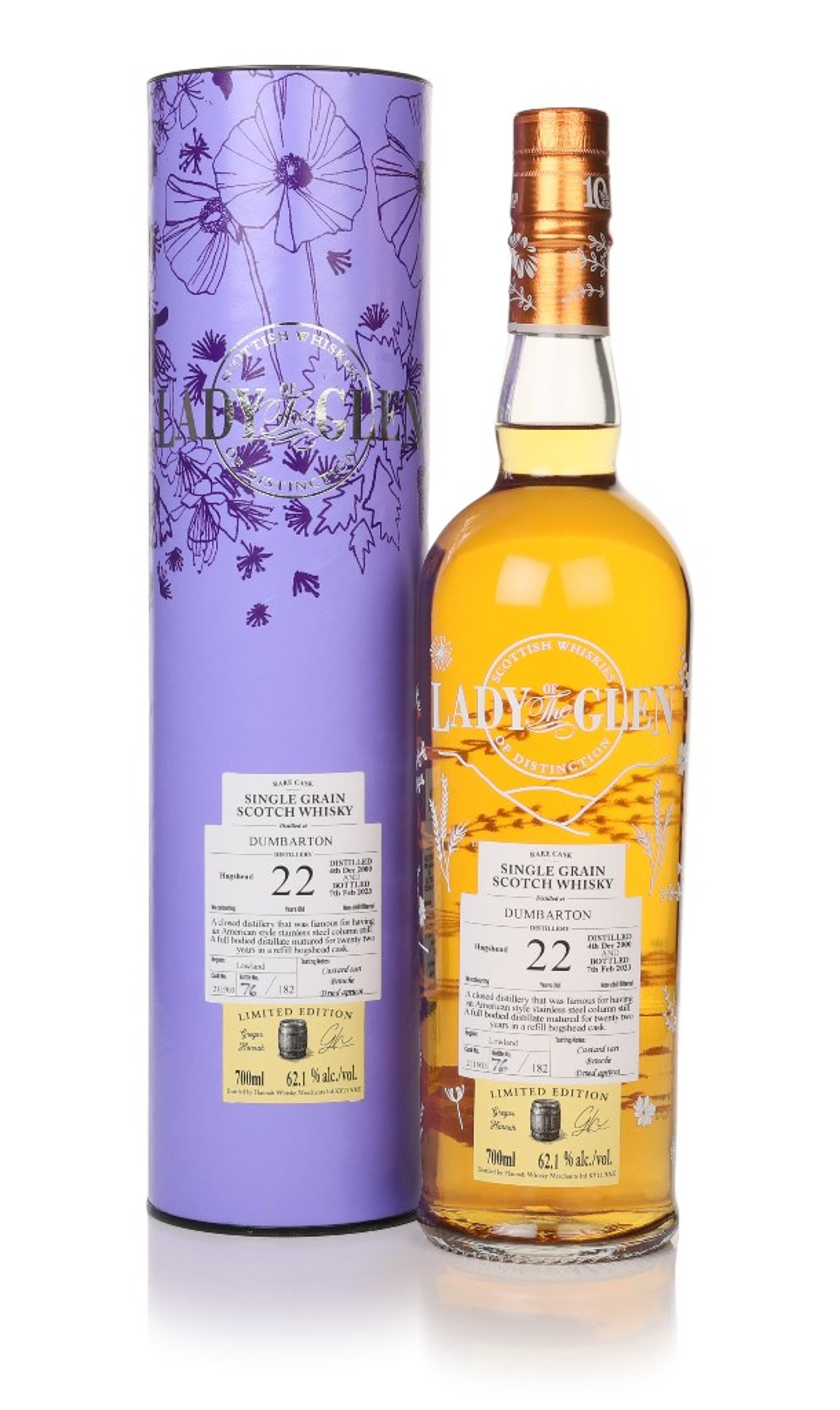 Dumbarton 22 Year Old 2000 (cask 211903) - Lady of the Glen (Hannah Whisky Merchants) 70cl