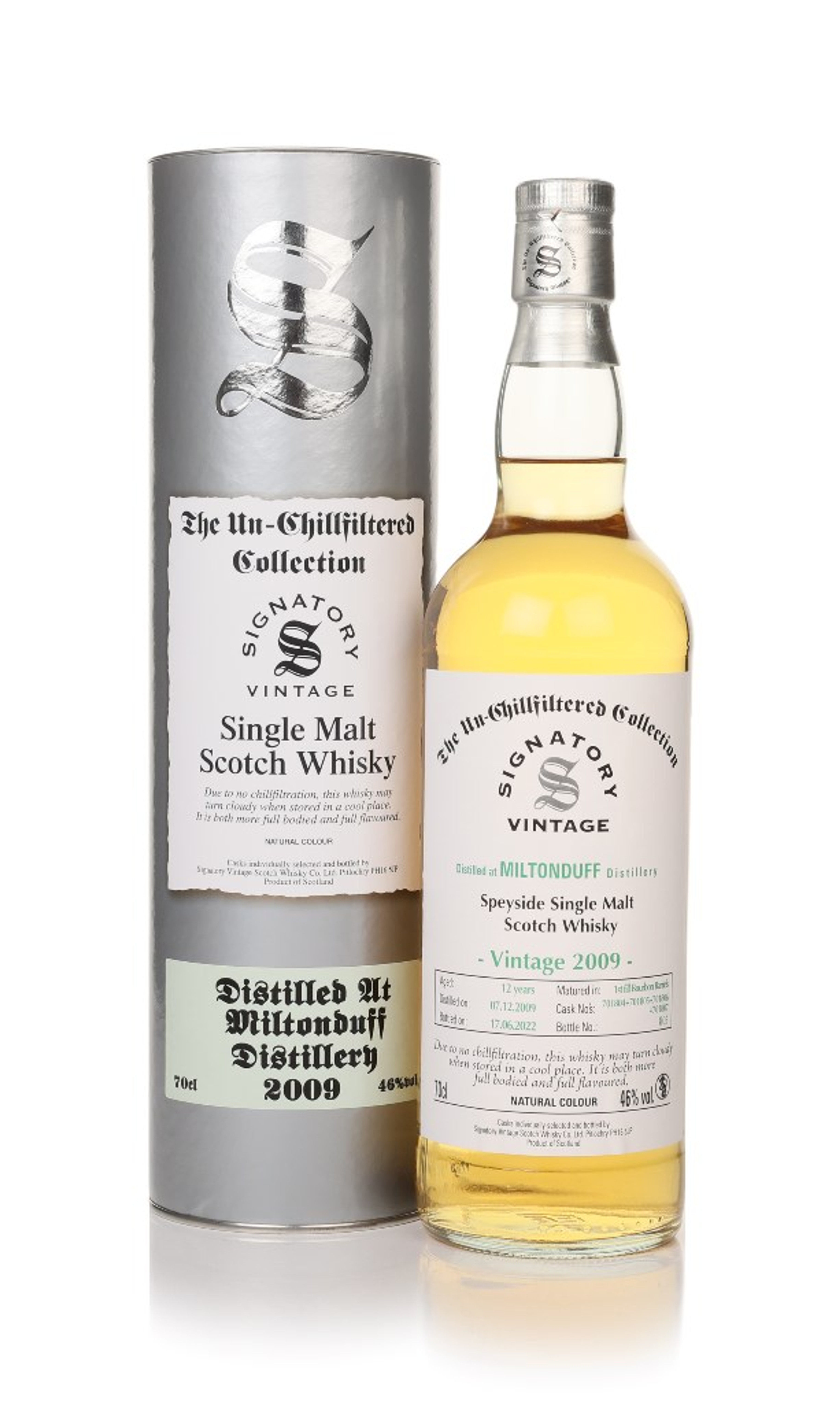Miltonduff 12 Year Old 2009 (cask 701804, 701805,701806 & 701807) - Un-Chillfiltered Collection (Signatory) 70cl