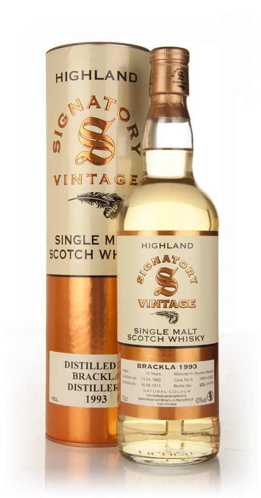 Brackla 18 Year Old 1993 (Signatory)  70cl
