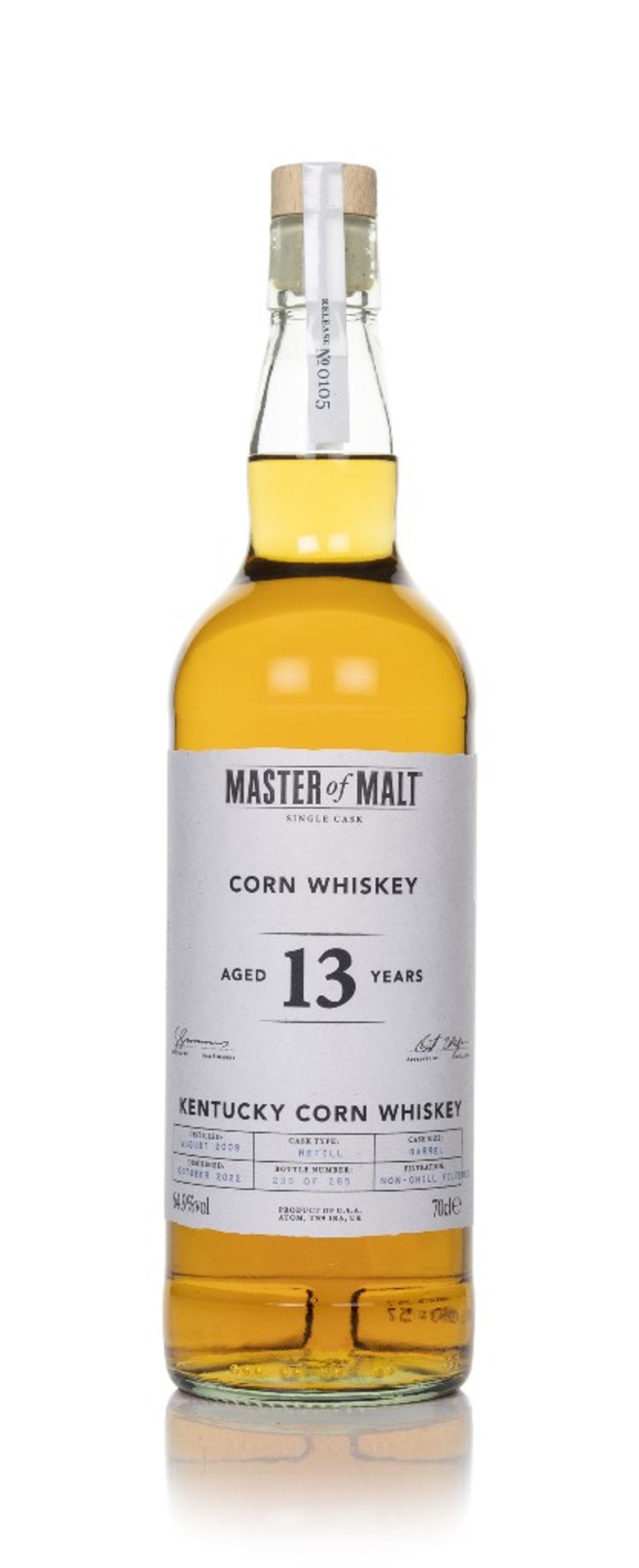 Corn Whiskey 13 Year Old 2009 Single Cask (Master of Malt) 70cl