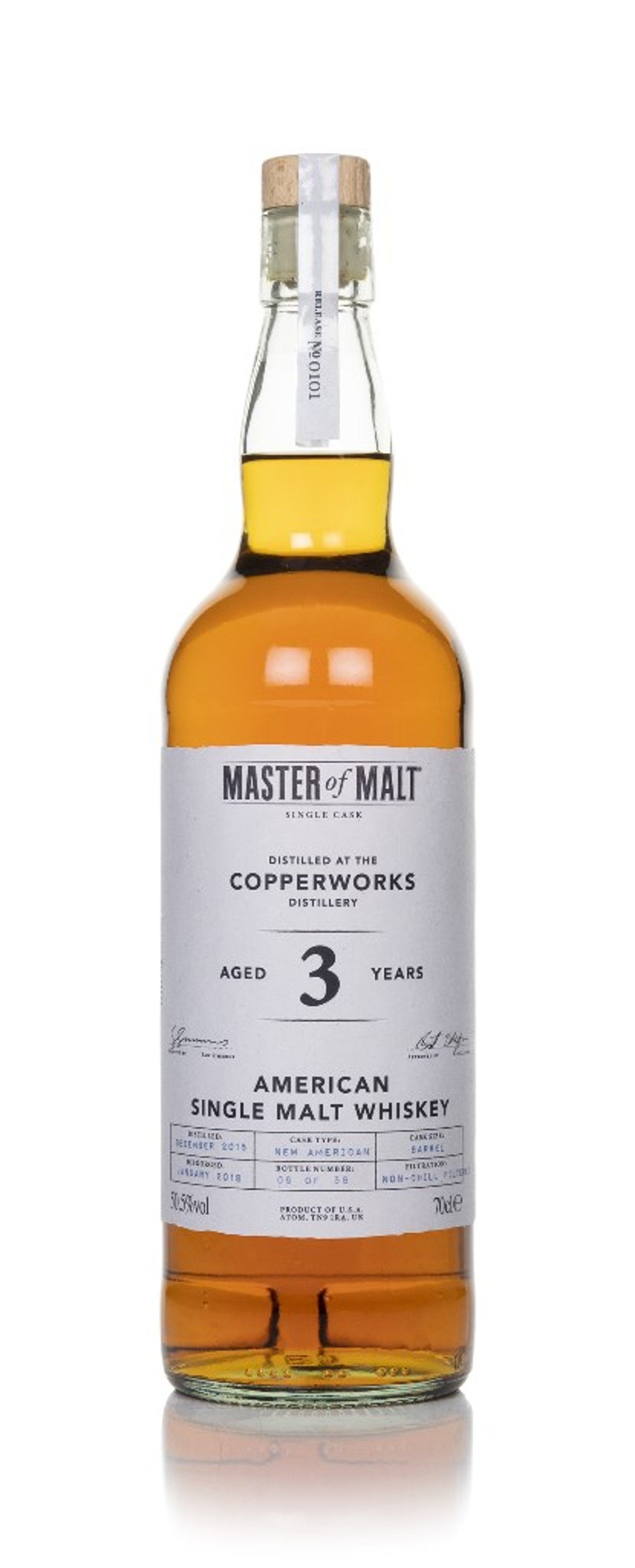 Copperworks 3 Year Old 2015 Single Cask (Master of Malt) 70cl