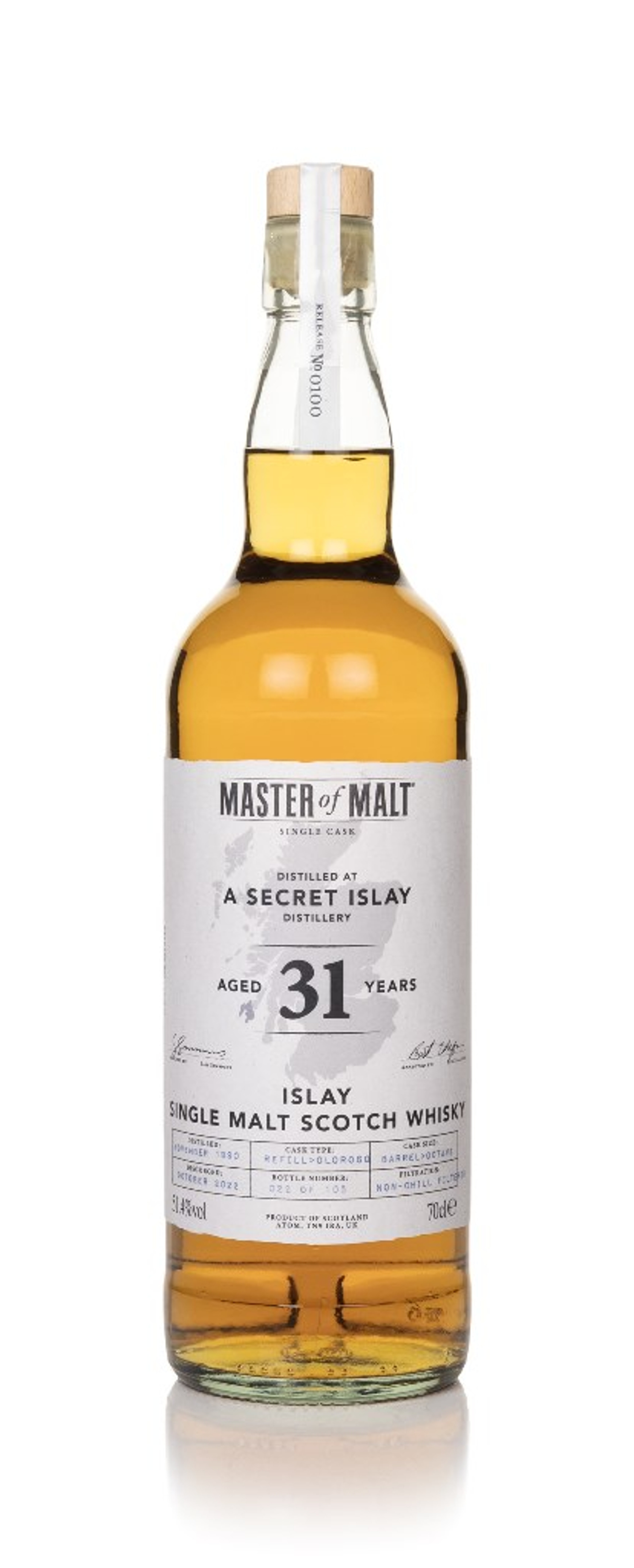 A Secret Islay Distillery 31 Year Old 1990 Single Cask (Master of Malt) 70cl