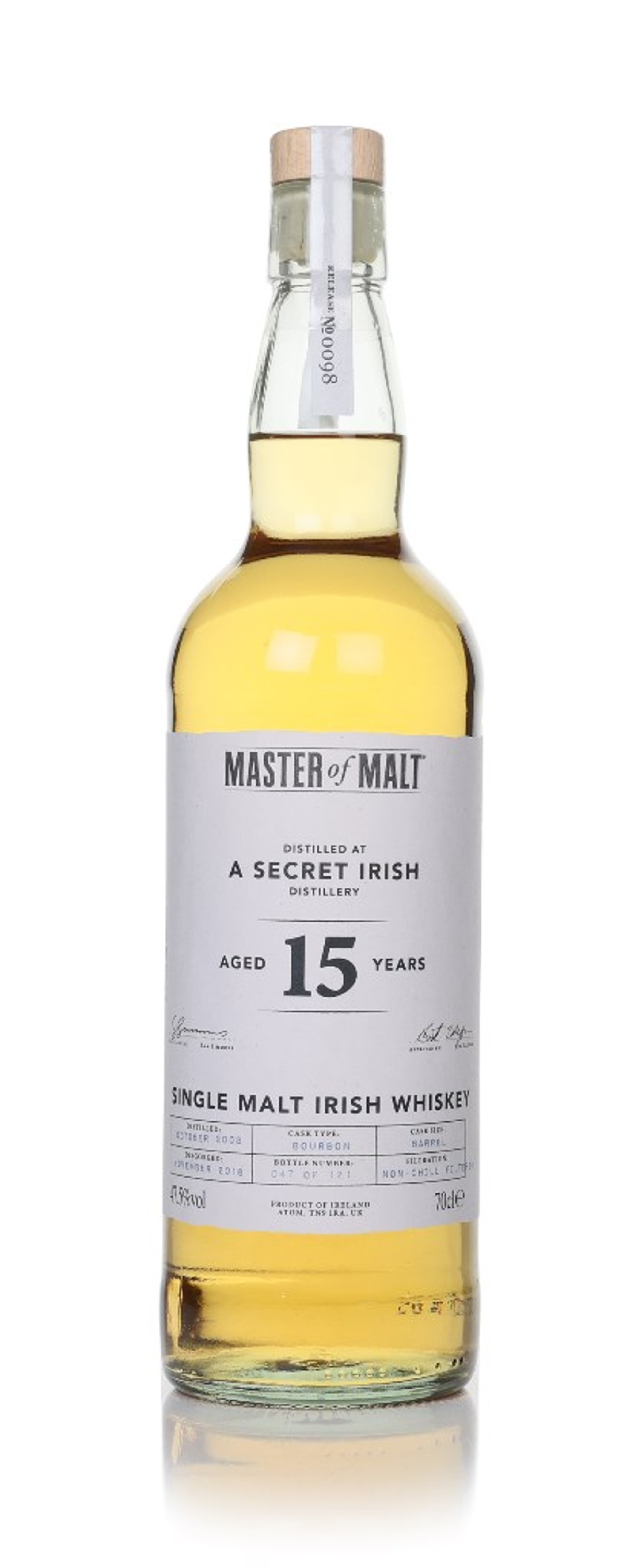 A Secret Irish Distillery 15 Year Old 2003 (Master of Malt) 70cl