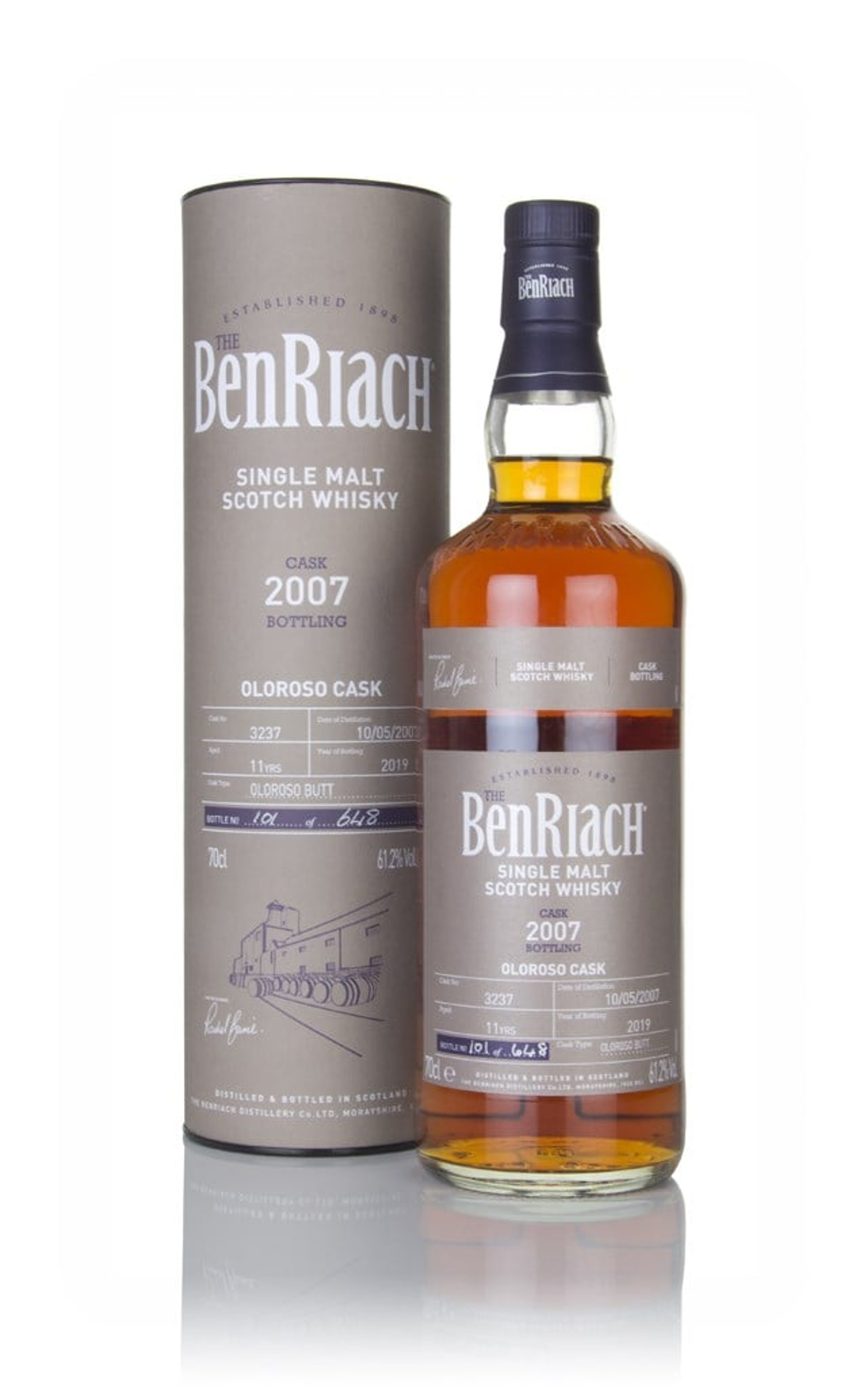 BenRiach 11 Year Old 2007 (cask 3237) - Oloroso Cask 70cl
