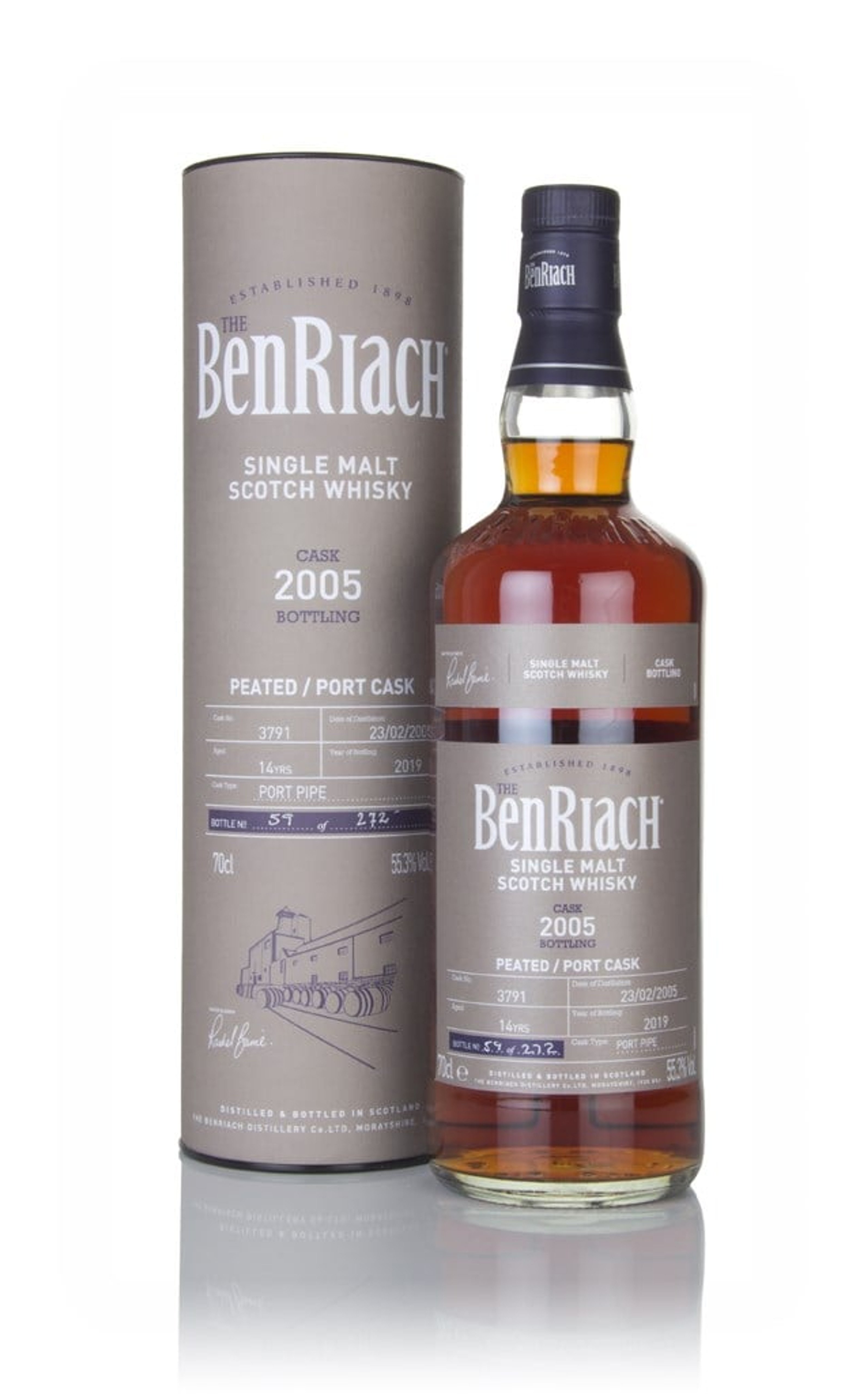 Benriach 14 Year Old 2005 (cask 3791) - Peated, Port Cask 70cl