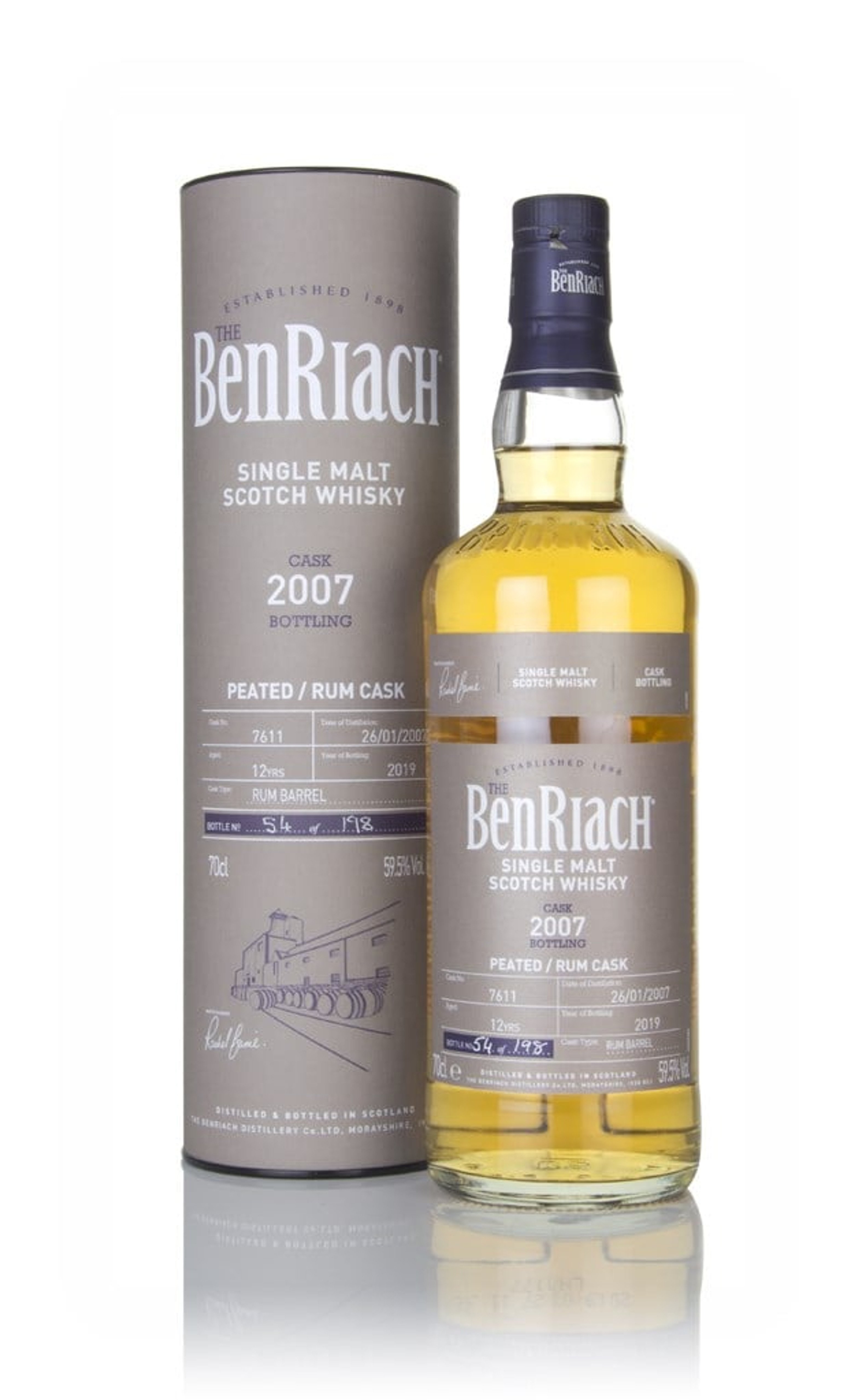 Benriach 12 Year Old 2007 (cask 7611) - Peated, Rum Cask 70cl