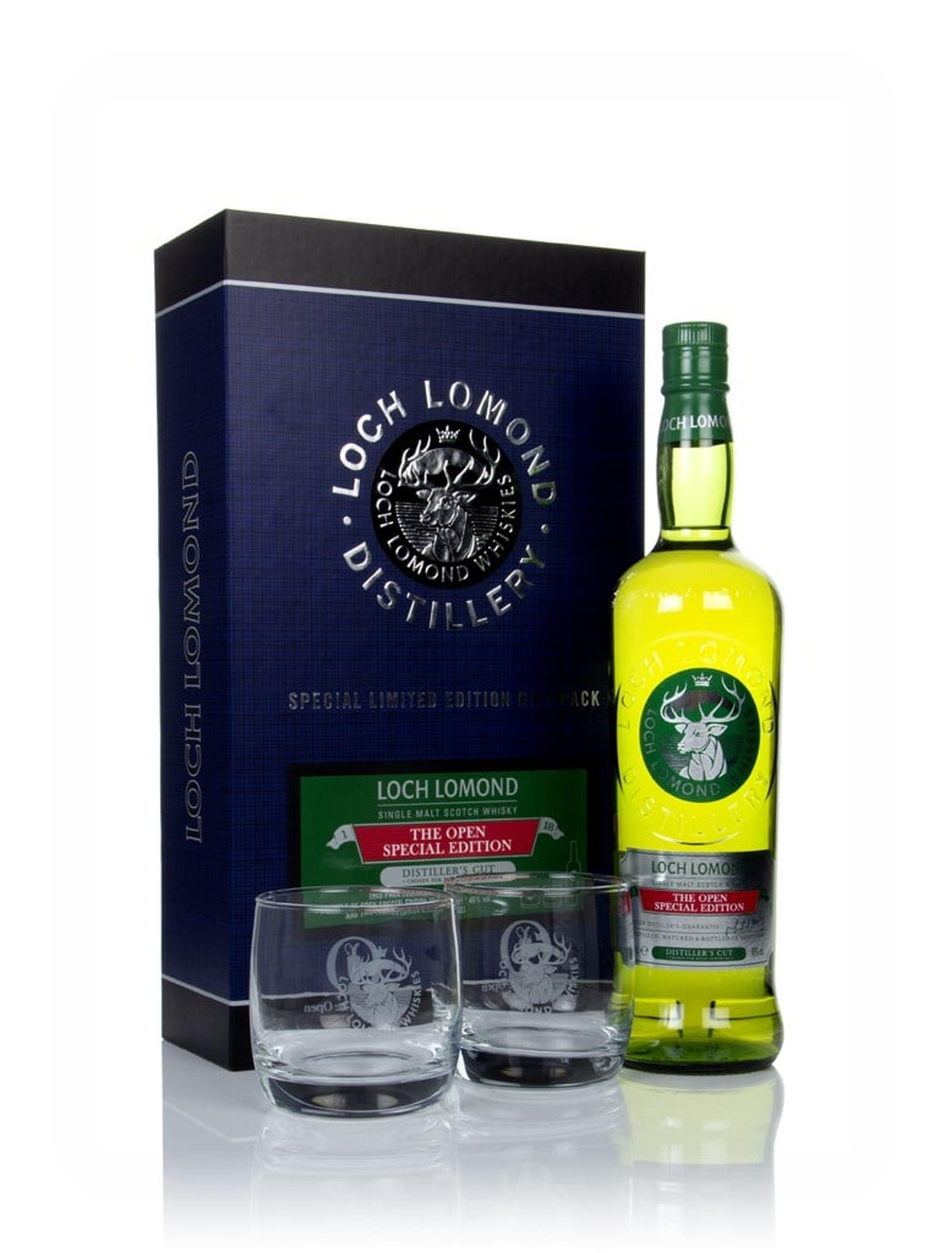 Loch Lomond The Open Special Edition Distiller's Cut Gift Pack with 2x Glasses 70cl
