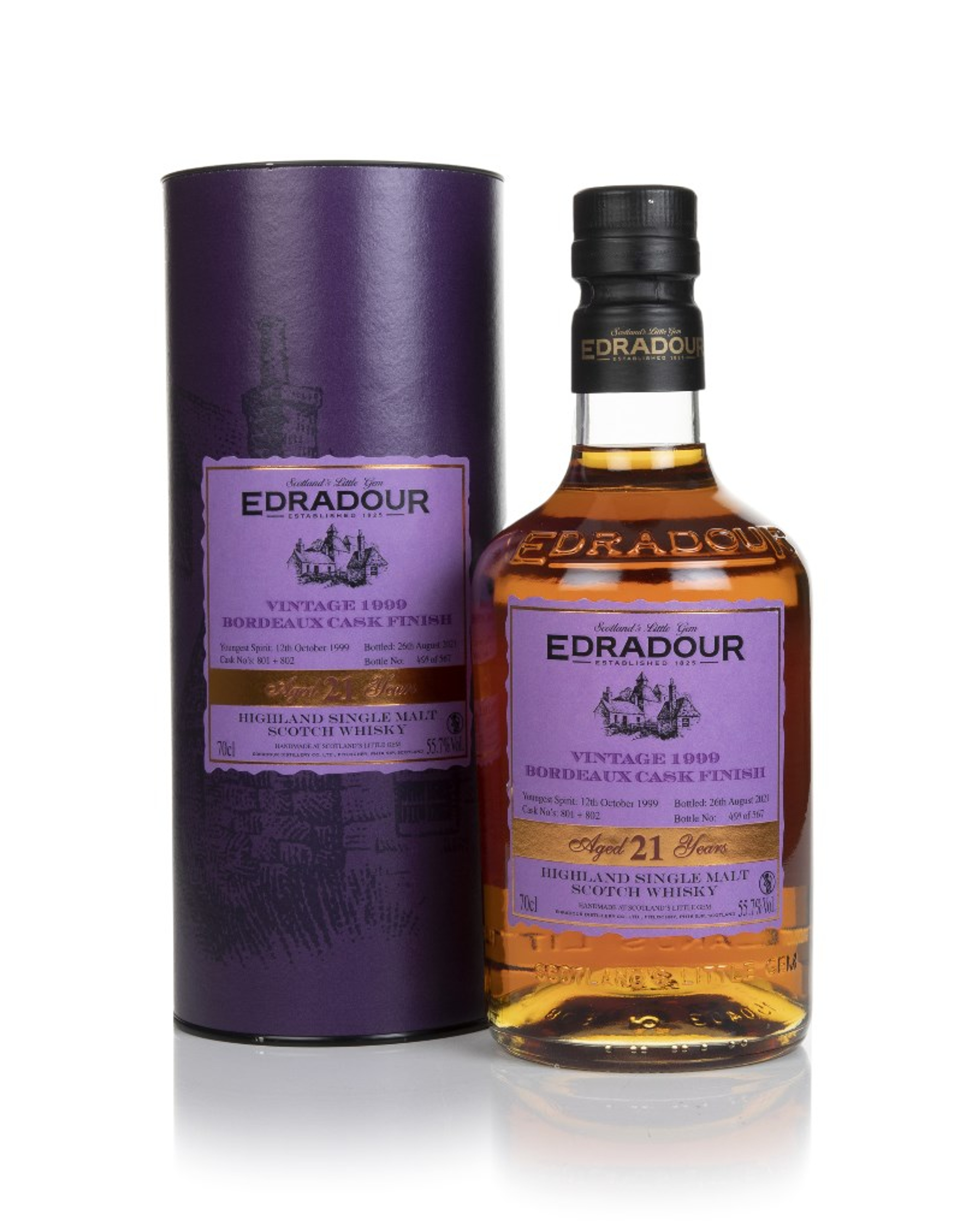 Edradour 21 Year Old 1999 (cask 801 & 802) - Bordeaux Cask Finish 70cl