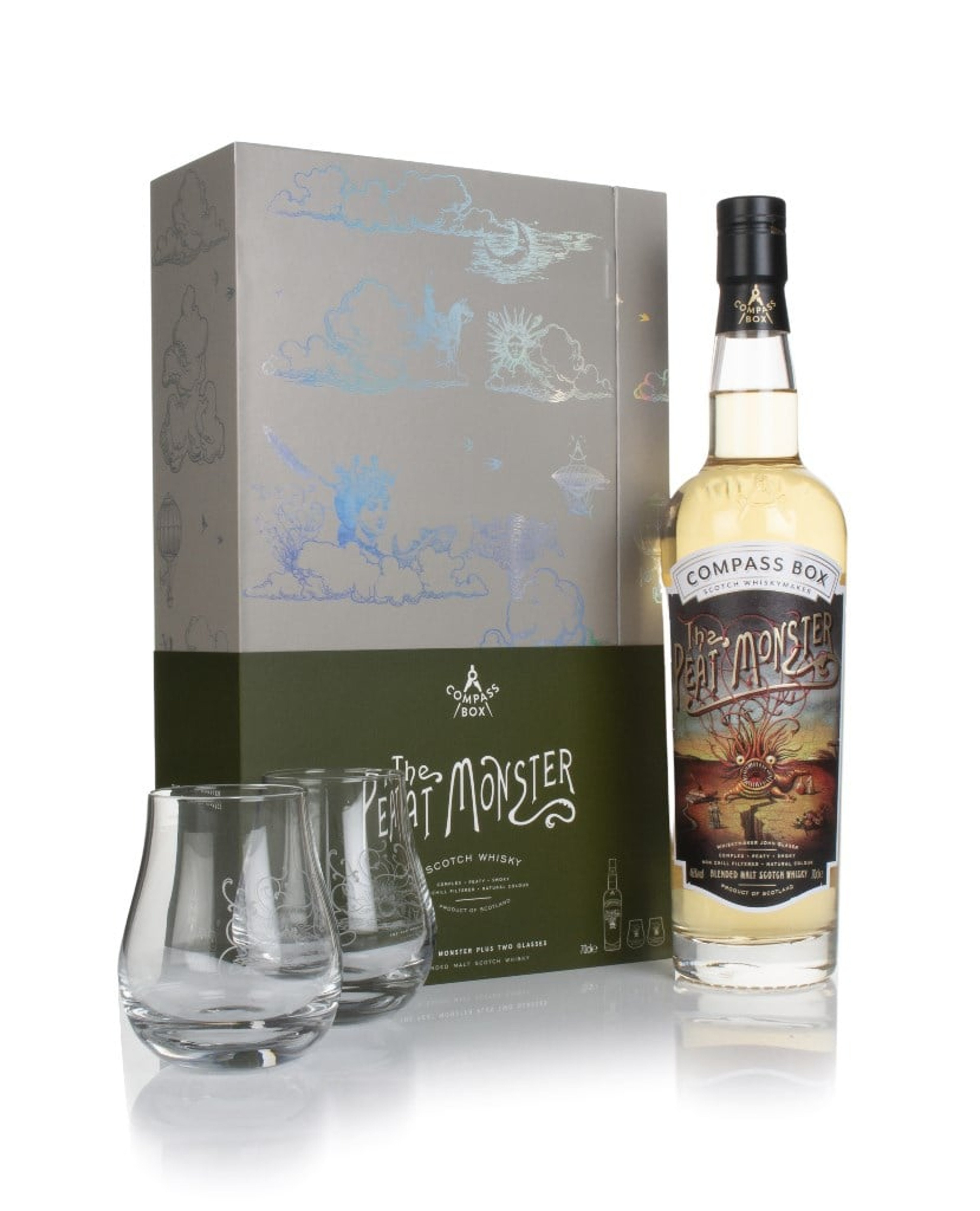 Compass Box The Peat Monster Gift Pack with 2x Glasses 70cl