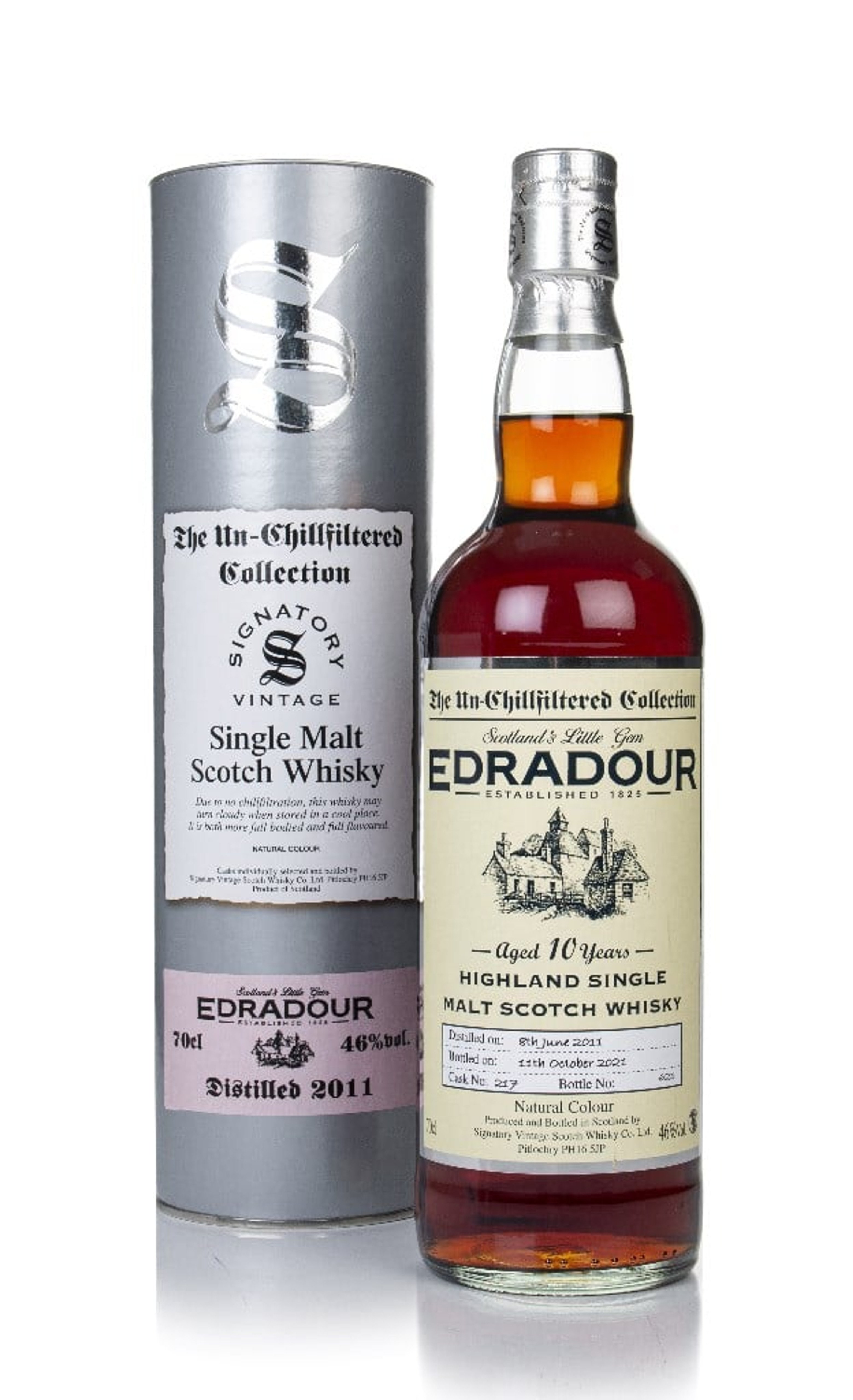 Edradour 10 Year Old 2011 (cask 217) - Un-Chillfiltered Collection (Signatory) 70cl