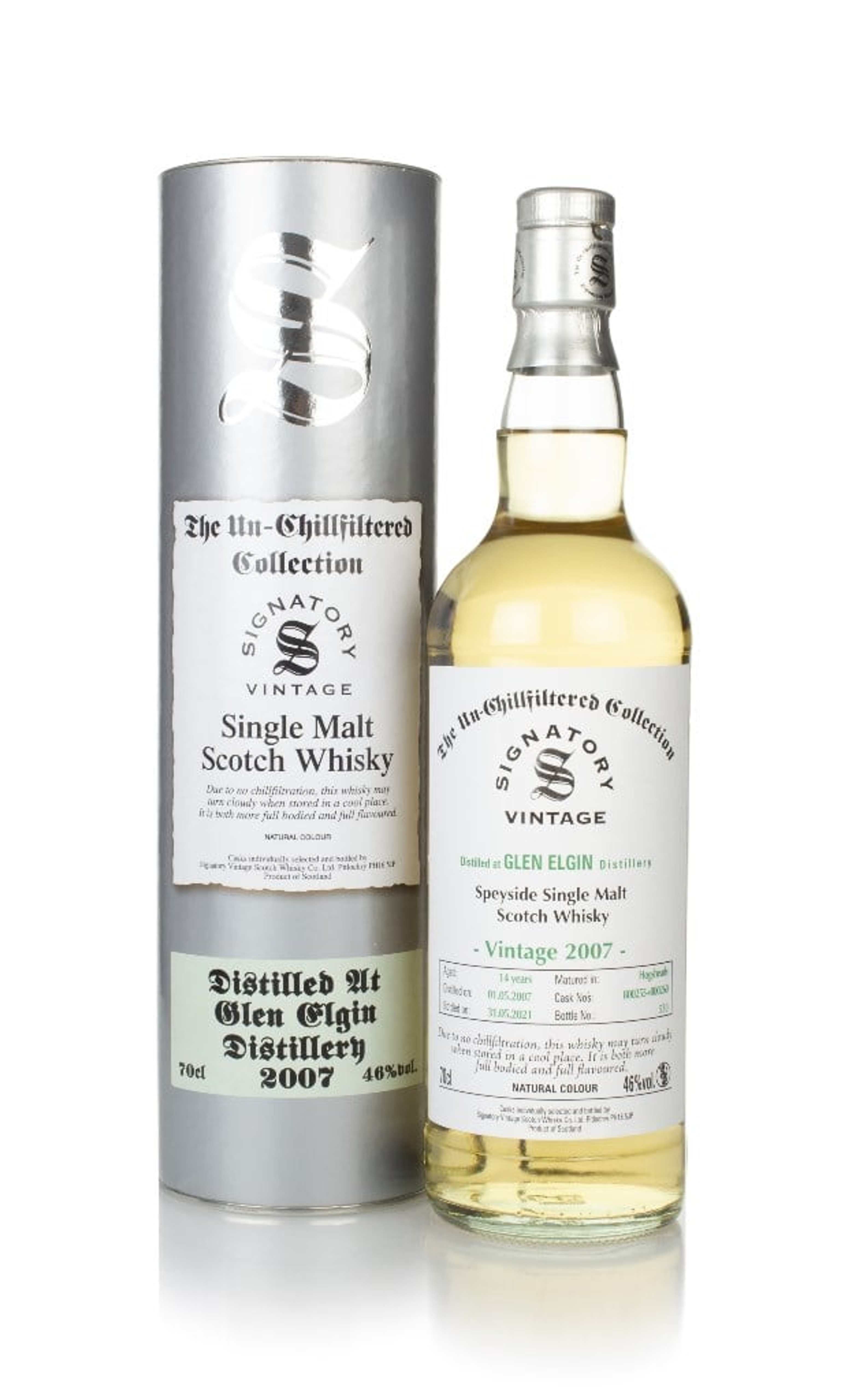 Glen Elgin 14 Year Old 2007 (casks 800255 & 800260) - Un-Chillfiltered Collection (Signatory) 70cl