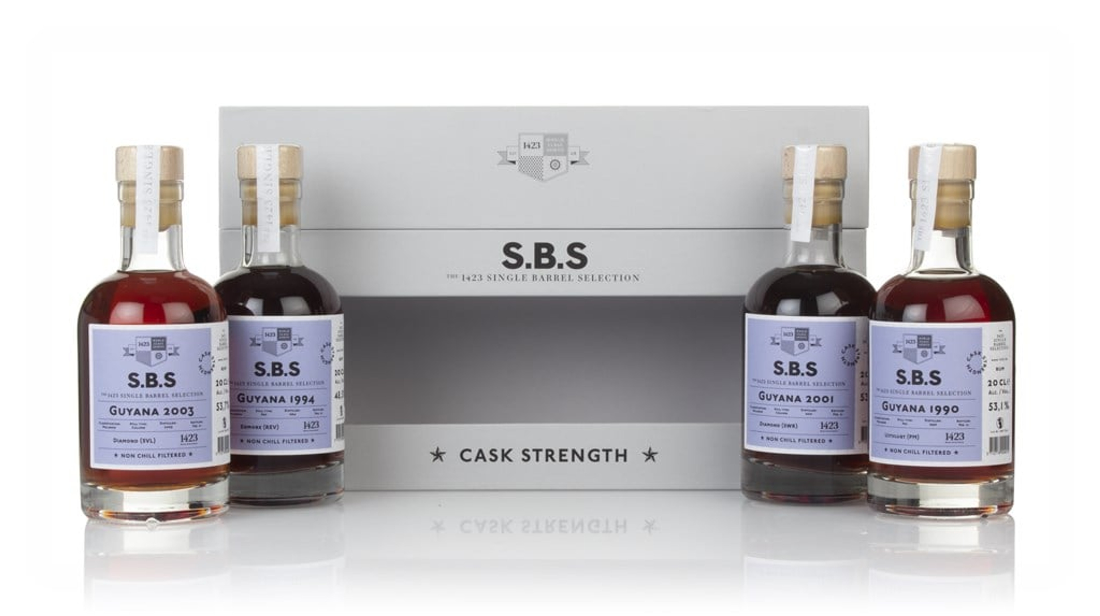 Guyanese Rum Set - 1423 Single Barrel Selection (4 x 20cl) 80cl