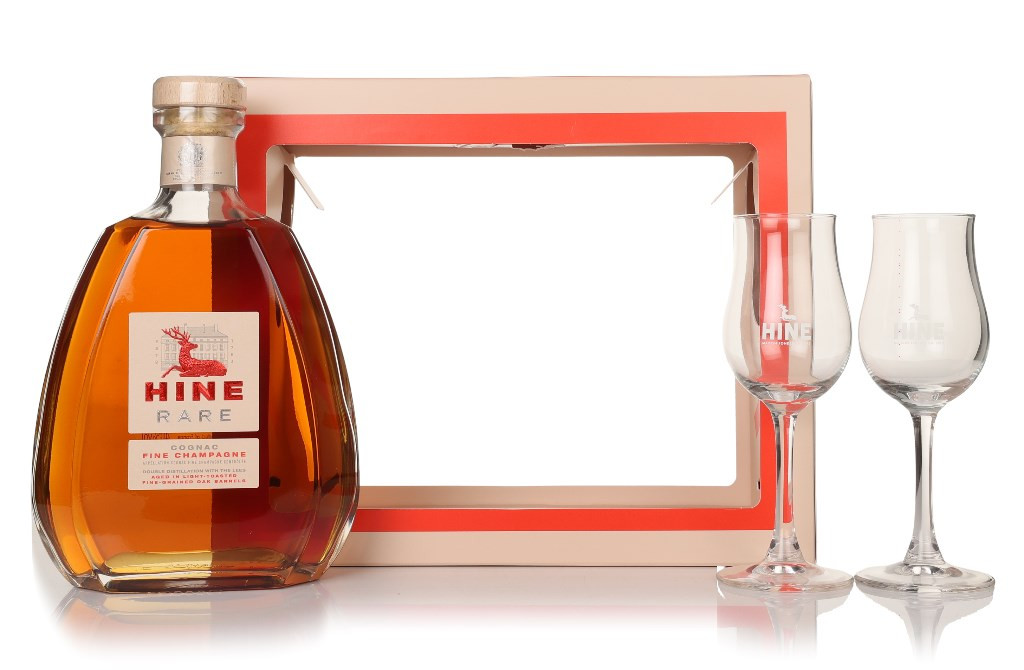 Hine Rare Gift Set with 2x Glasses 70cl