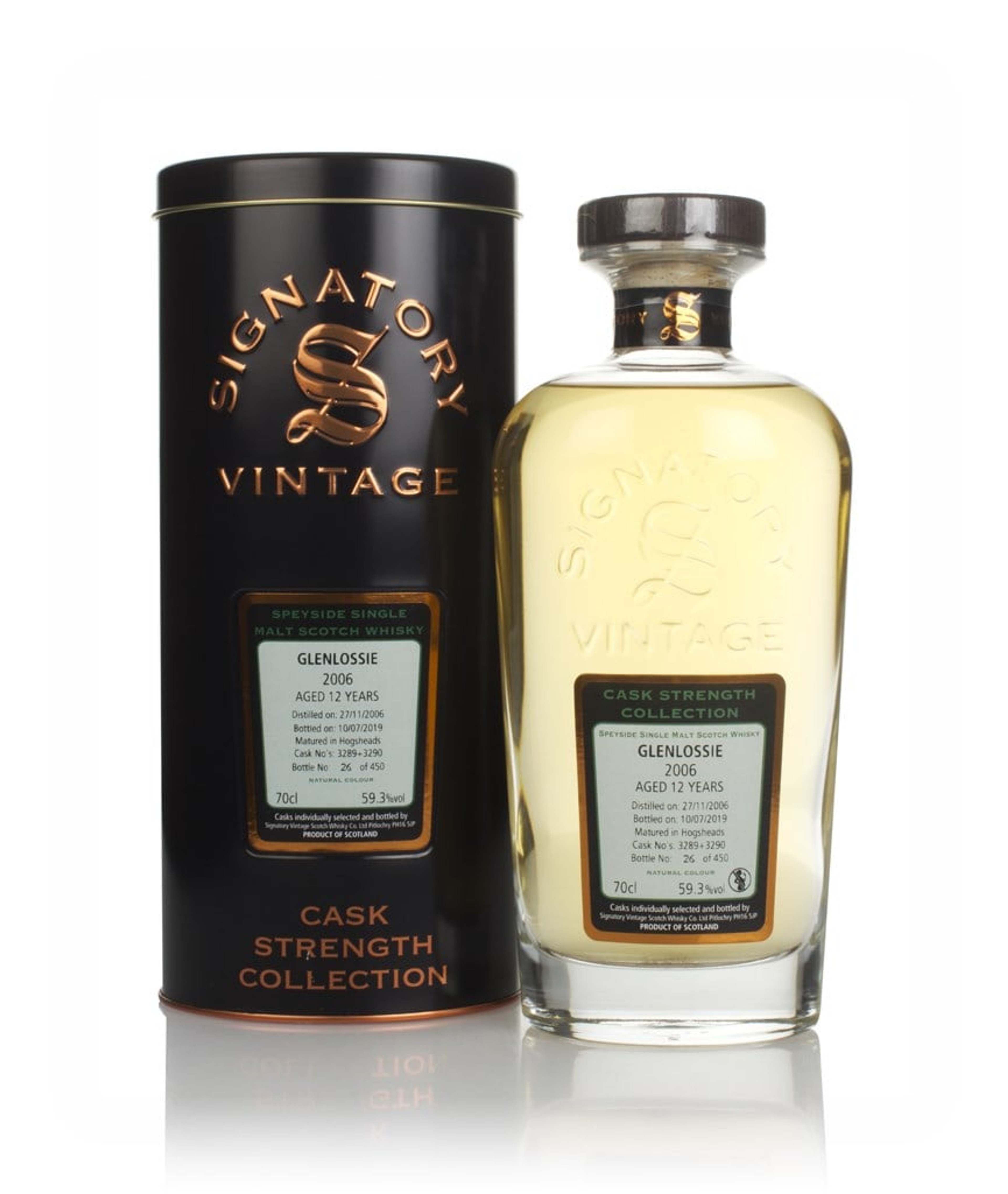 Glenlossie 12 Year Old 2006 (cask 3289 & 3290) - Cask Strength Collection (Signatory) 70cl