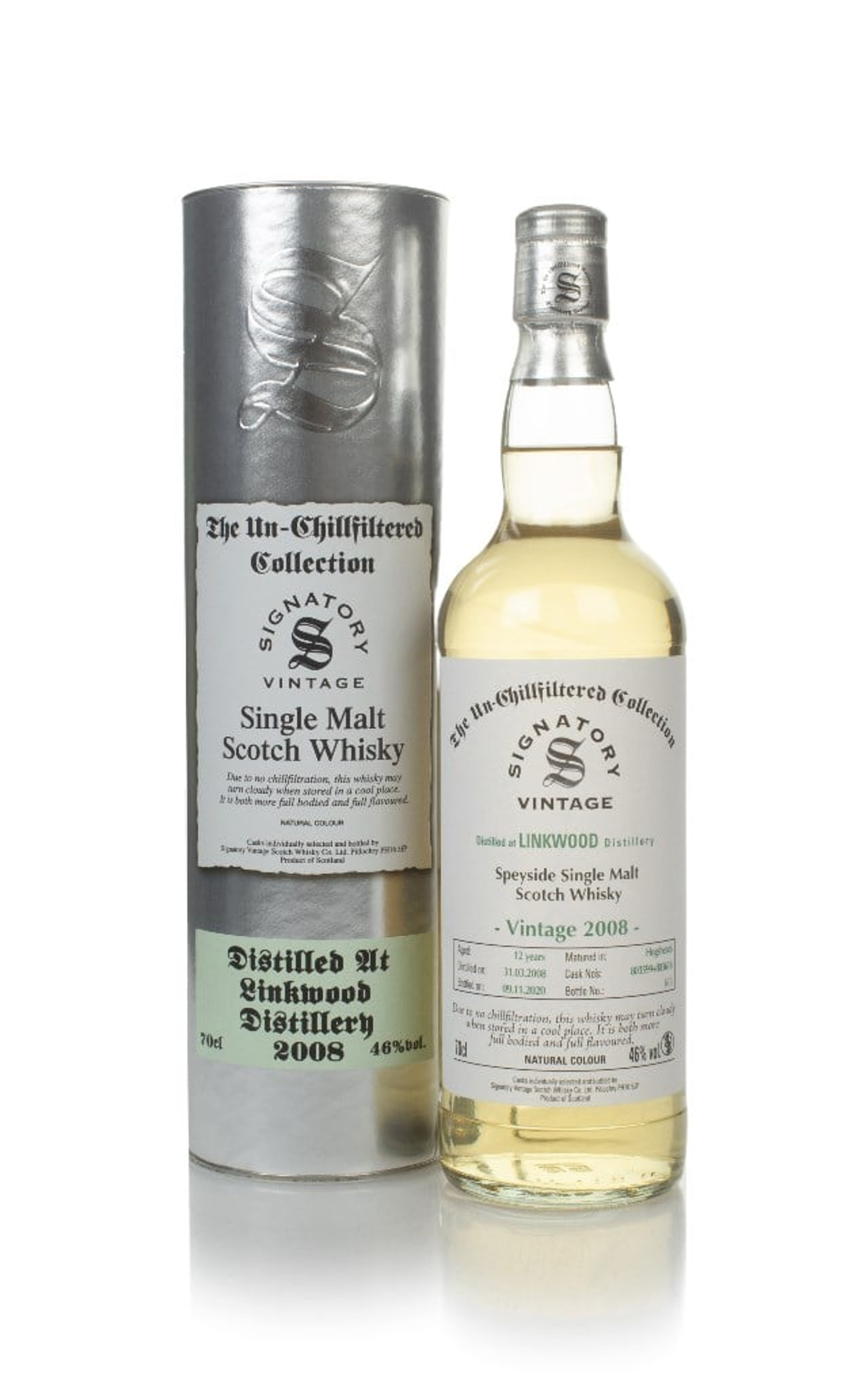 Linkwood 12 Year Old 2008 (casks 803599 & 803616) - Un-Chillfiltered Collection (Signatory) 70cl