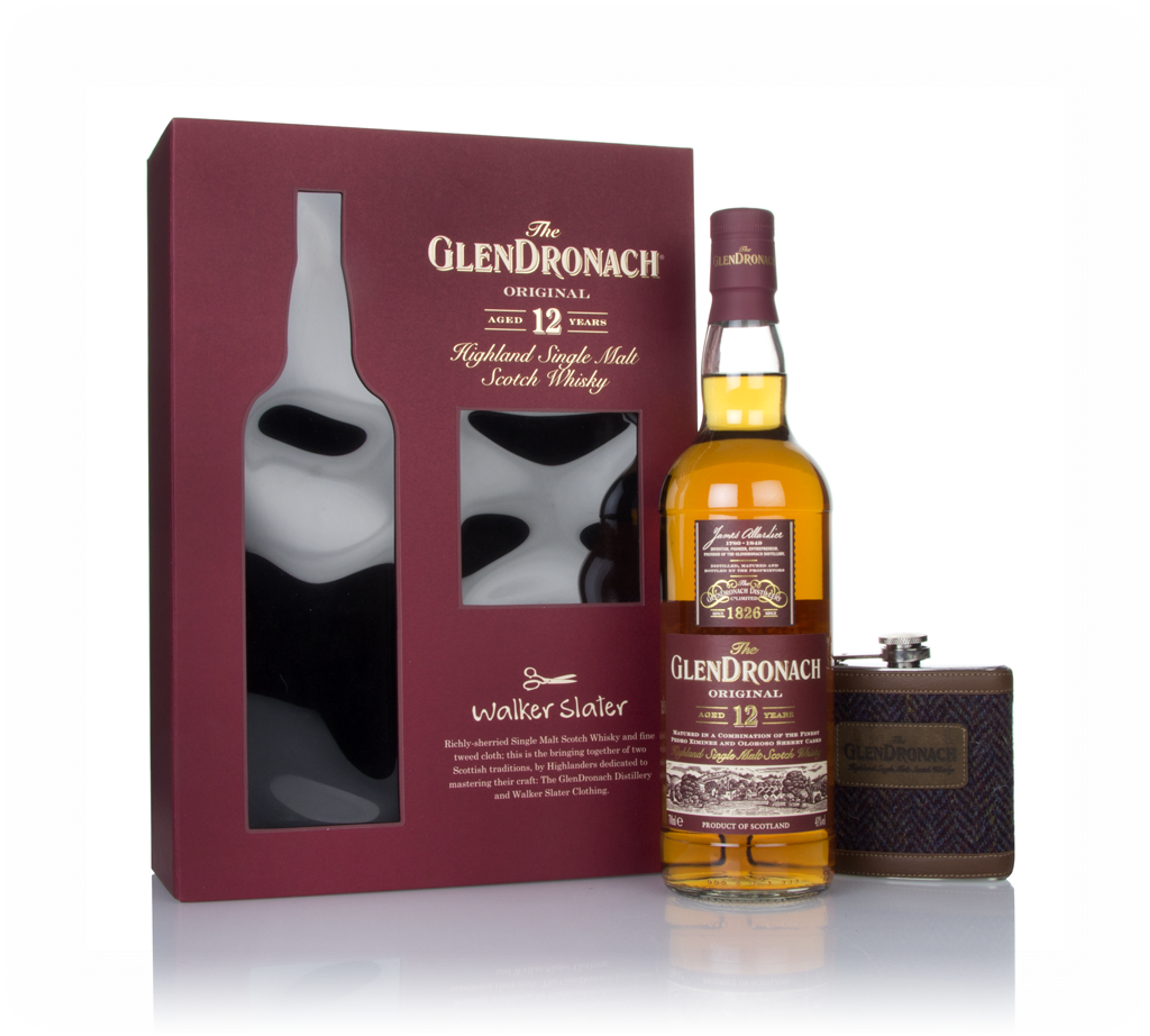 The GlenDronach 12 Year Old Gift Pack with Walker Slater Hip