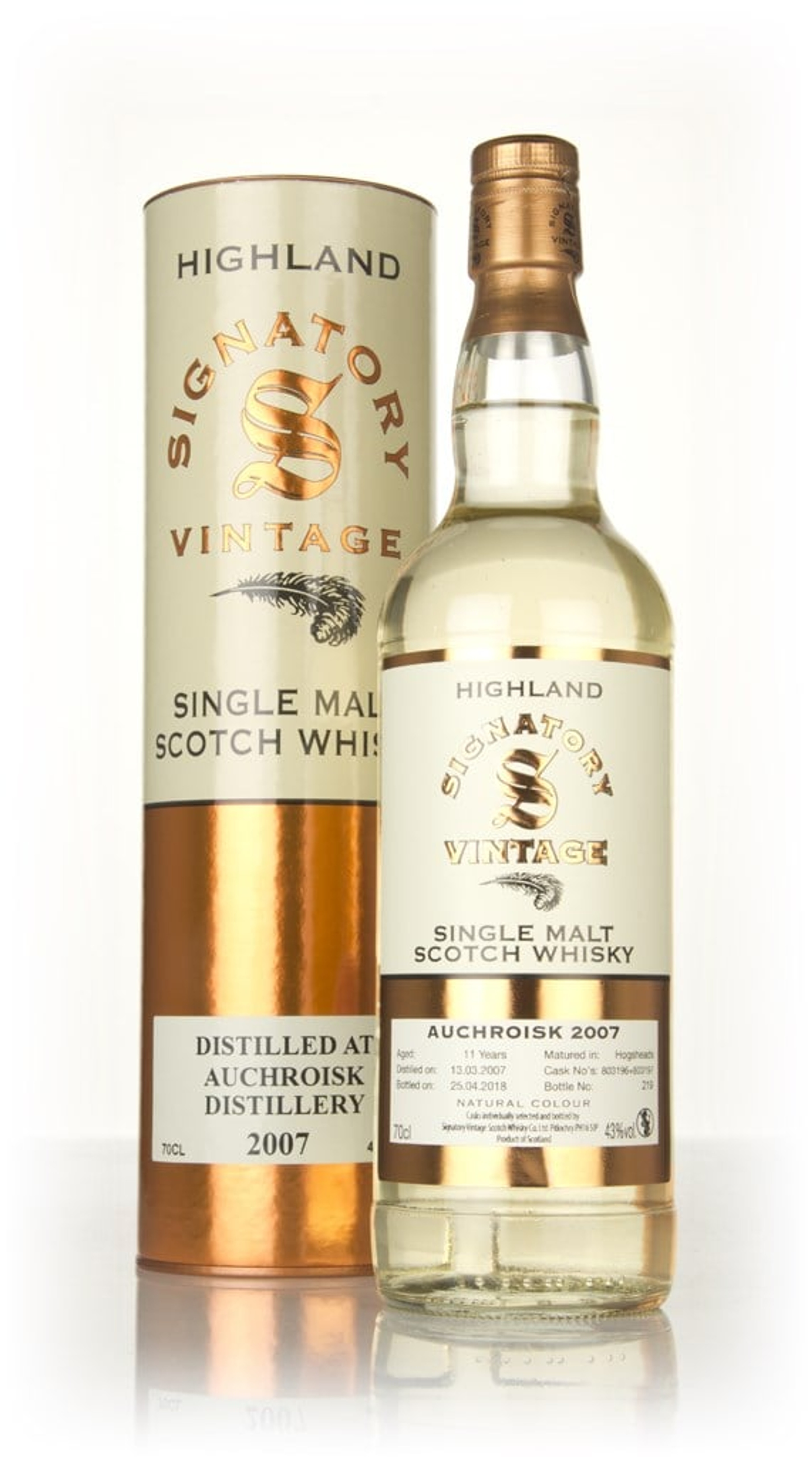 Auchroisk 11 Year Old 2007 (casks 803196 & 803197) - Signatory 70cl