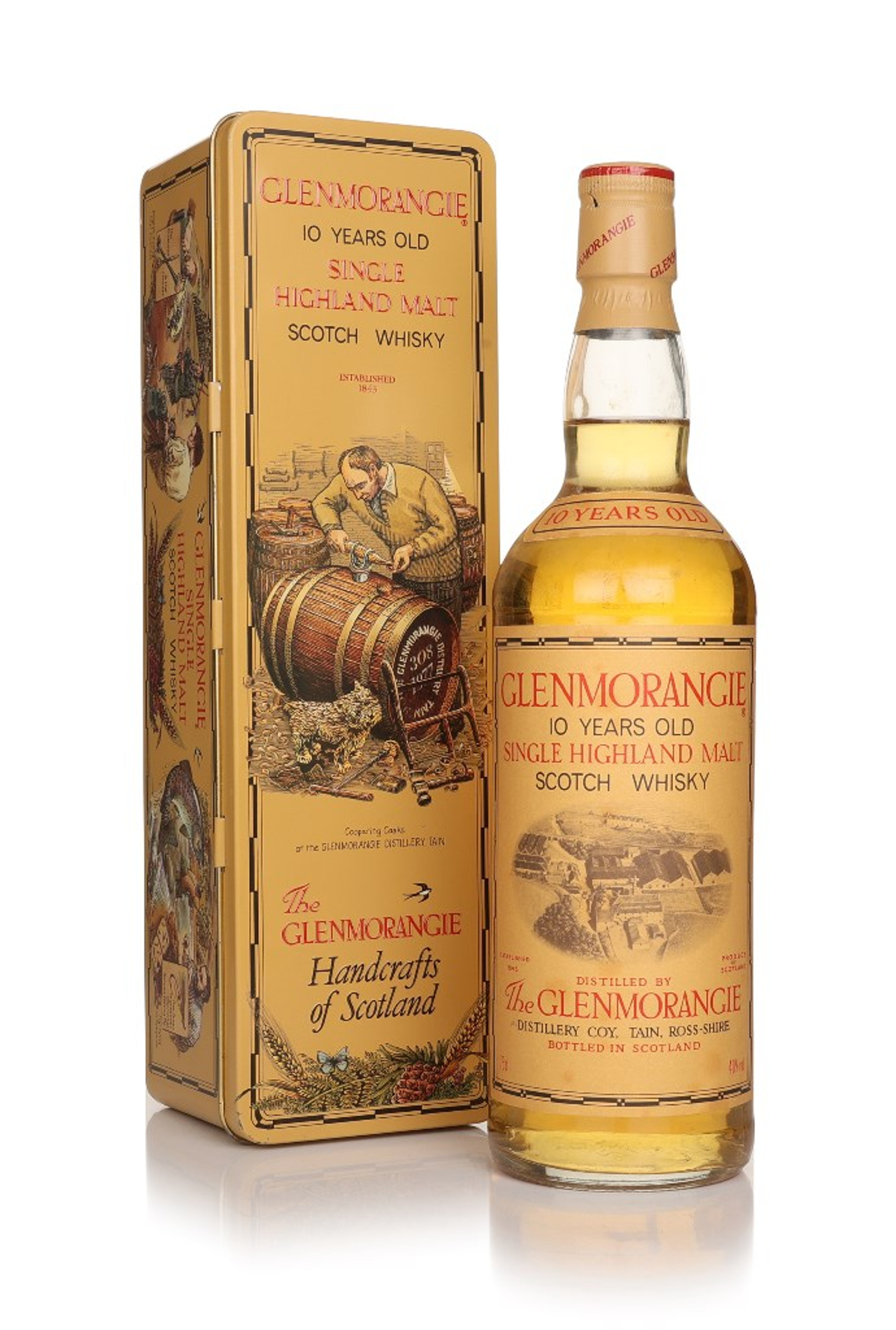 Glenmorangie 10 Year Old - 1980s (with Handcrafts of Scotland 'Coopering Casks' Tin) 70cl