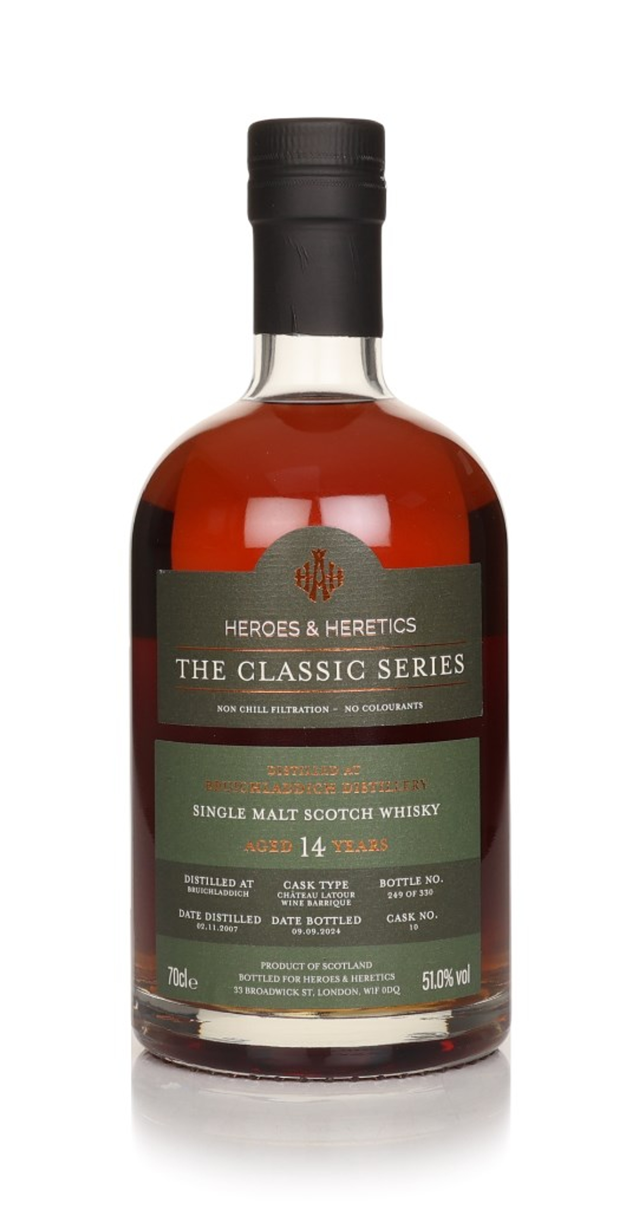 Bruichladdich 14 Year Old 2007 (cask 10) - The Classic Series (Heroes & Heretics) 70cl