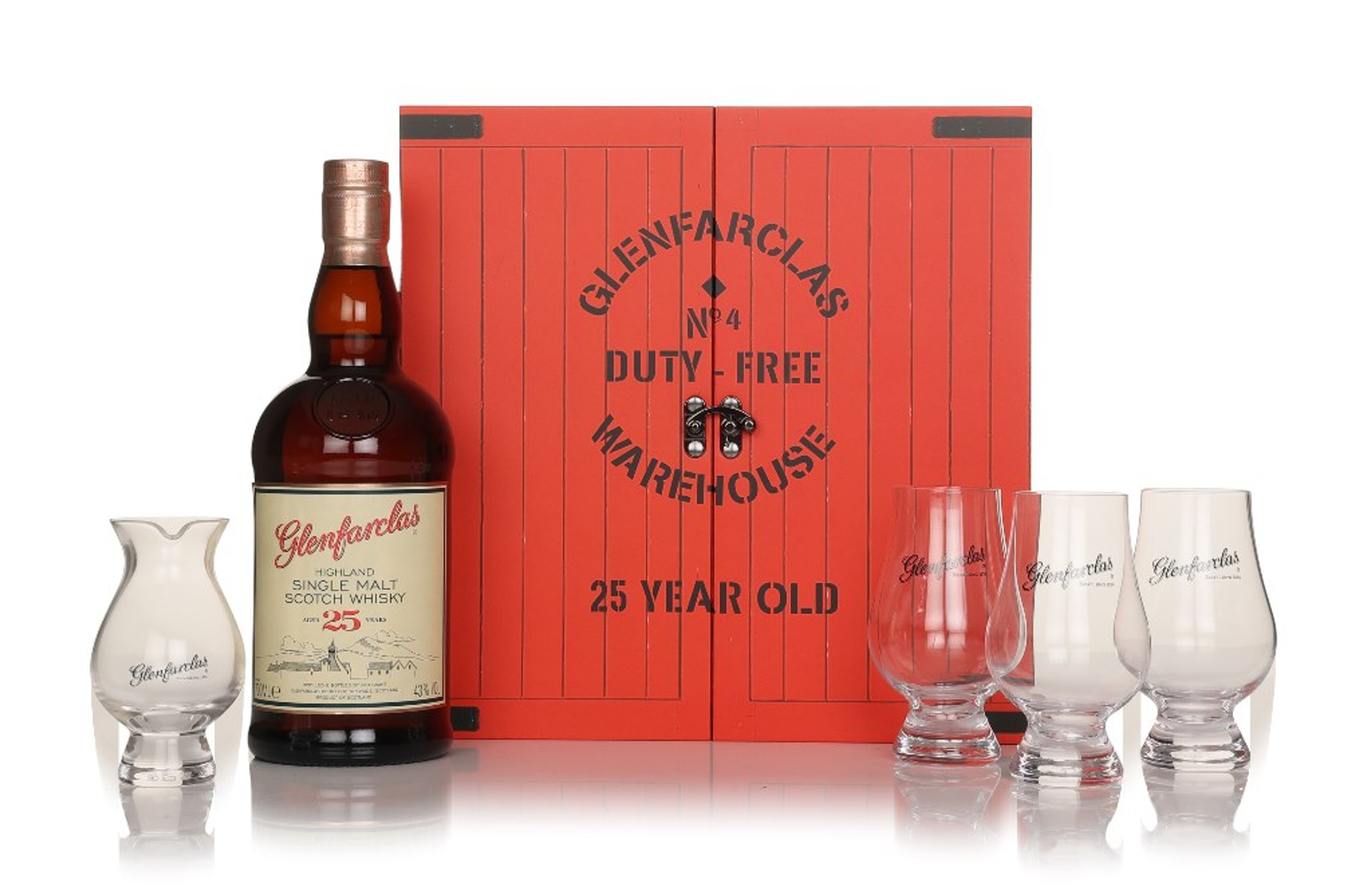 Glenfarclas 25 Year Old Glasses and Jug Gift Set 70cl