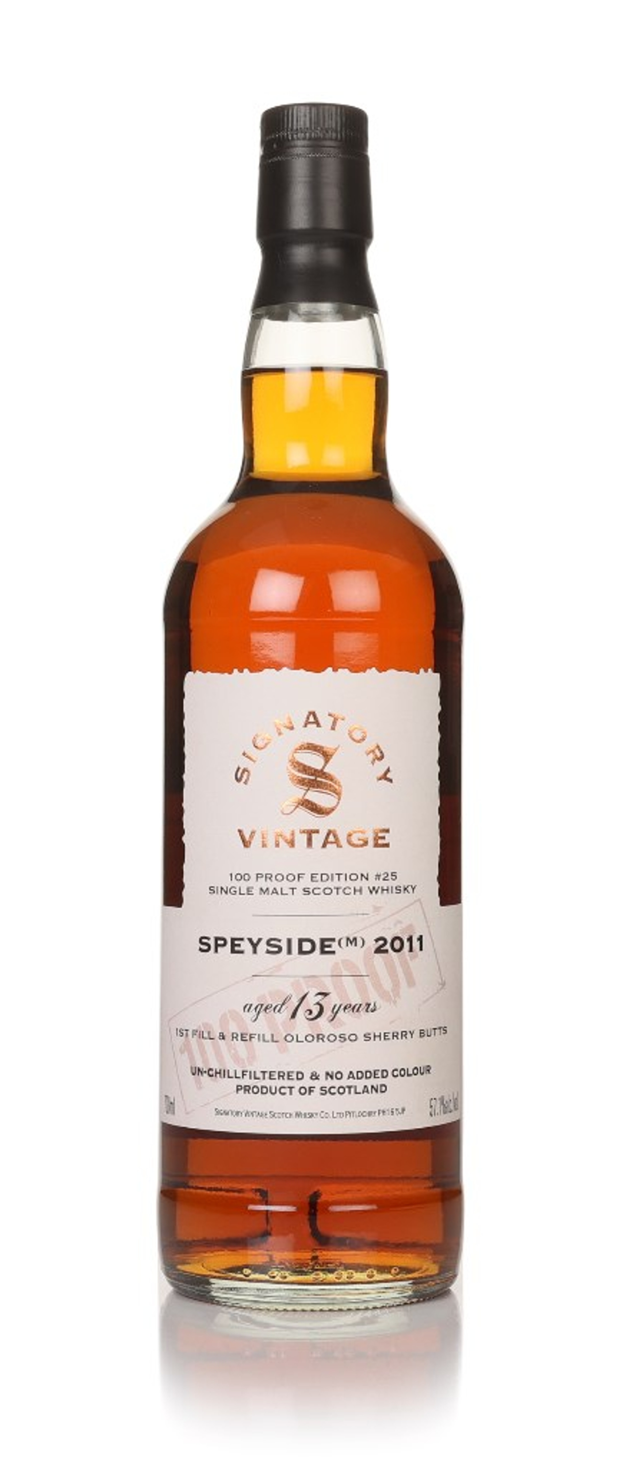 Speyside (M) 13 Year Old 2011 - 100 Proof Edition #25 (Signatory) 70cl