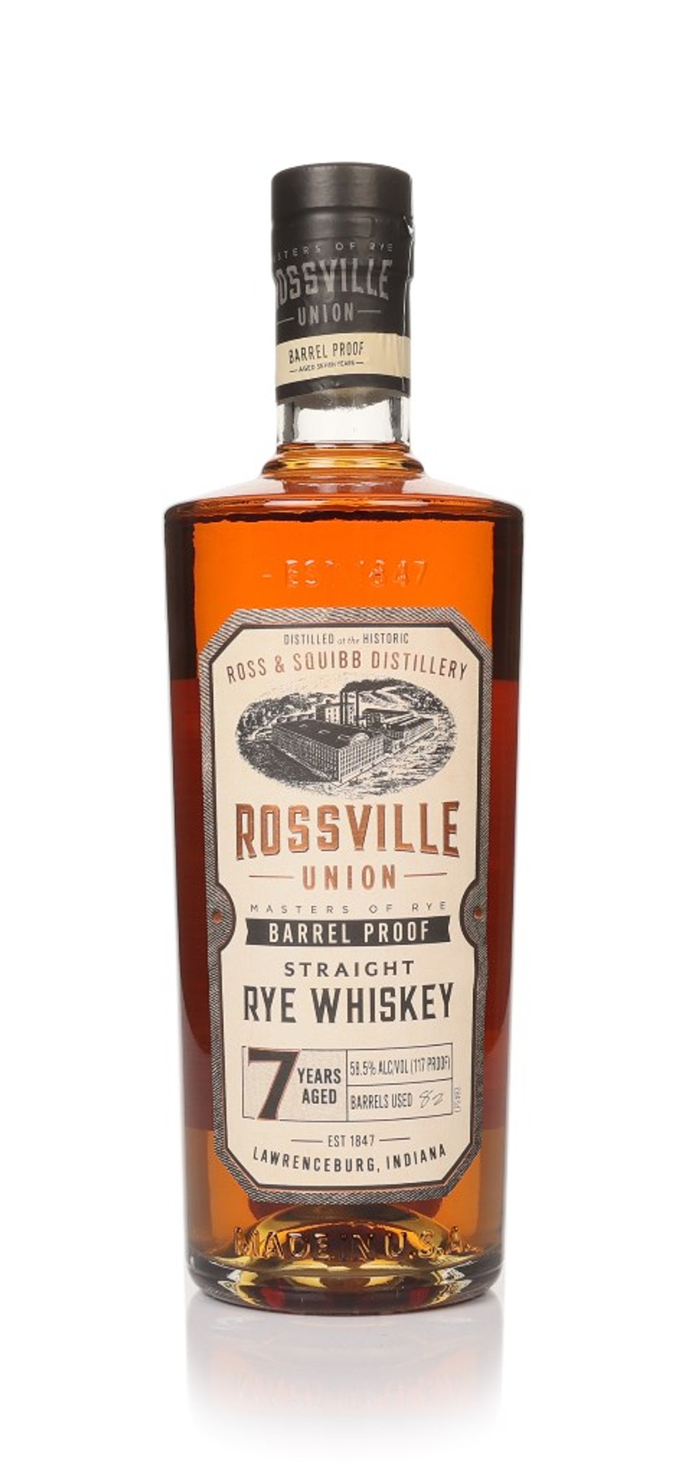 Rossville Union 7 Year Old Barrel Proof Straight Rye 70cl