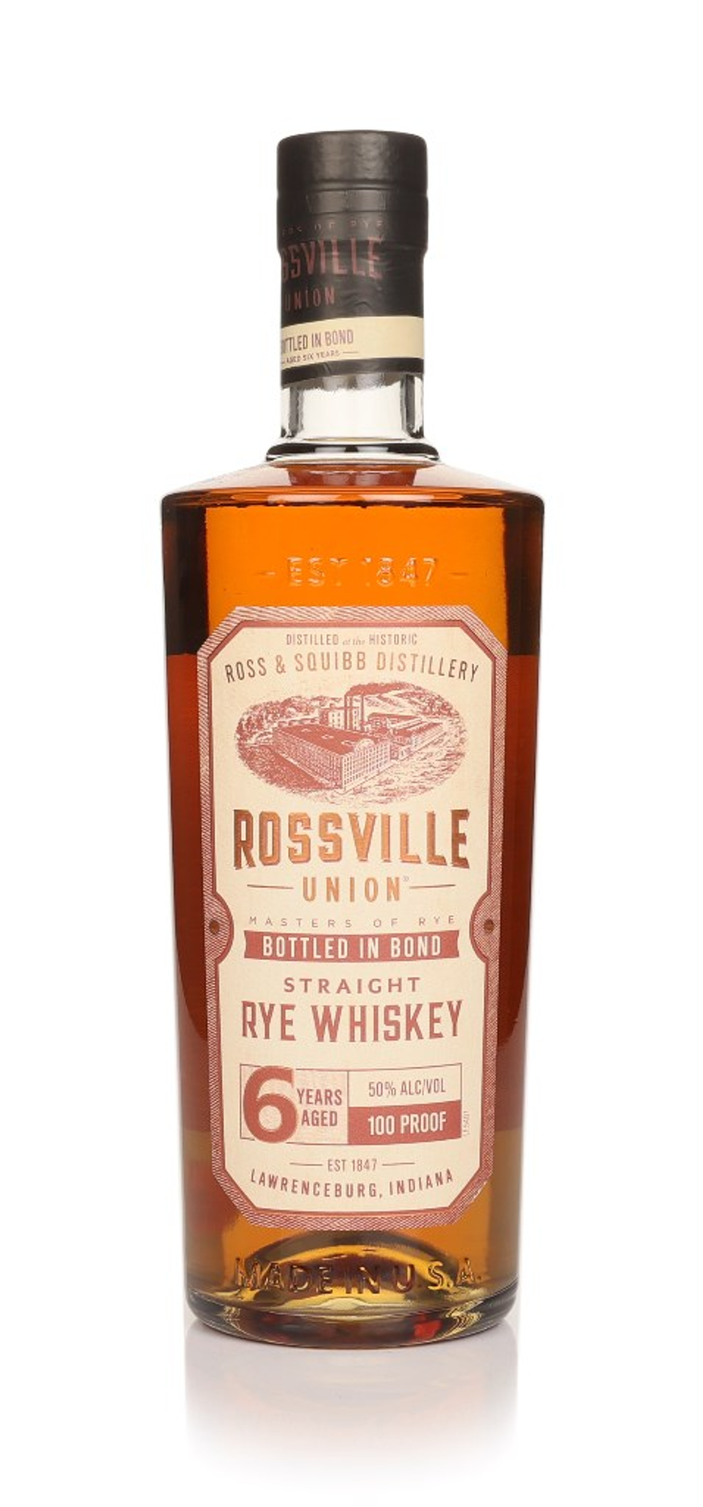 Rossville Union Bottle in Bond Straight Rye 6 Year Old 70cl
