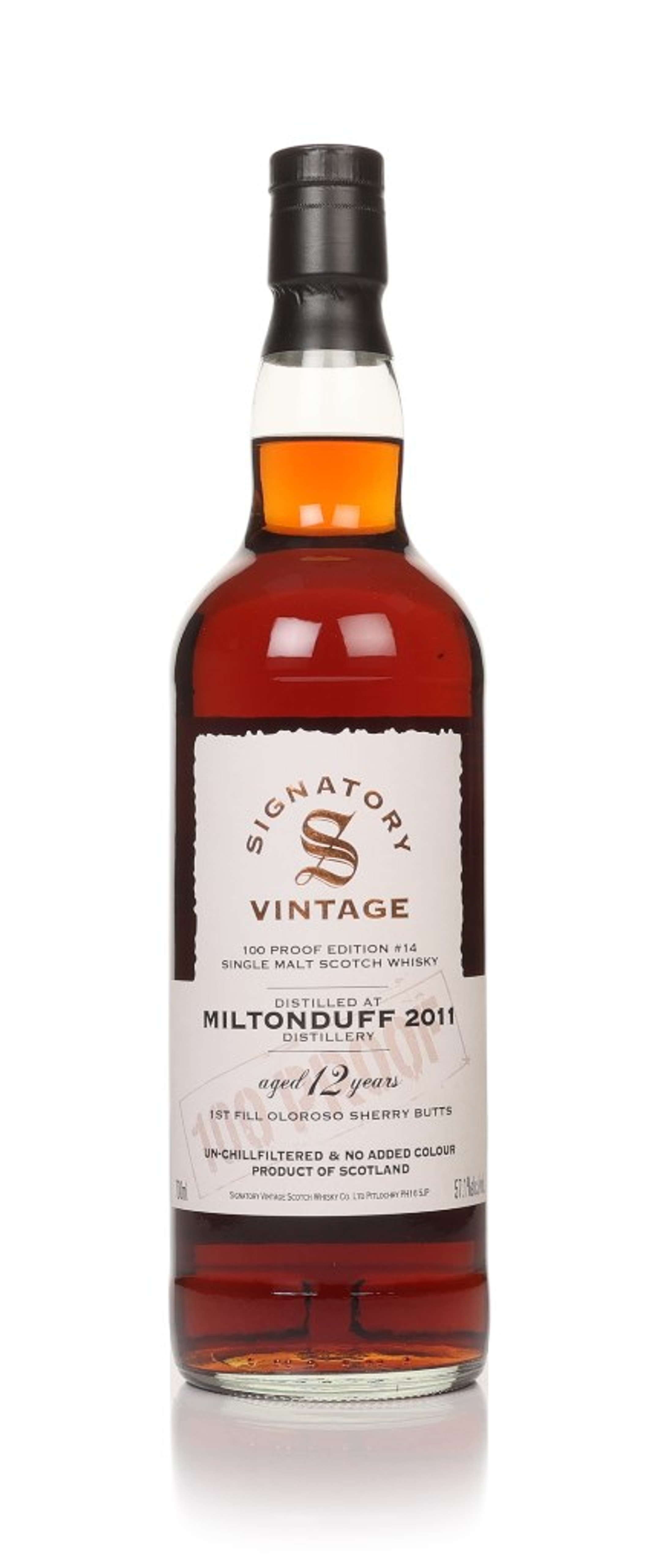Miltonduff 12 Year Old 2011 - 100 Proof Edition #14 (Signatory) 70cl