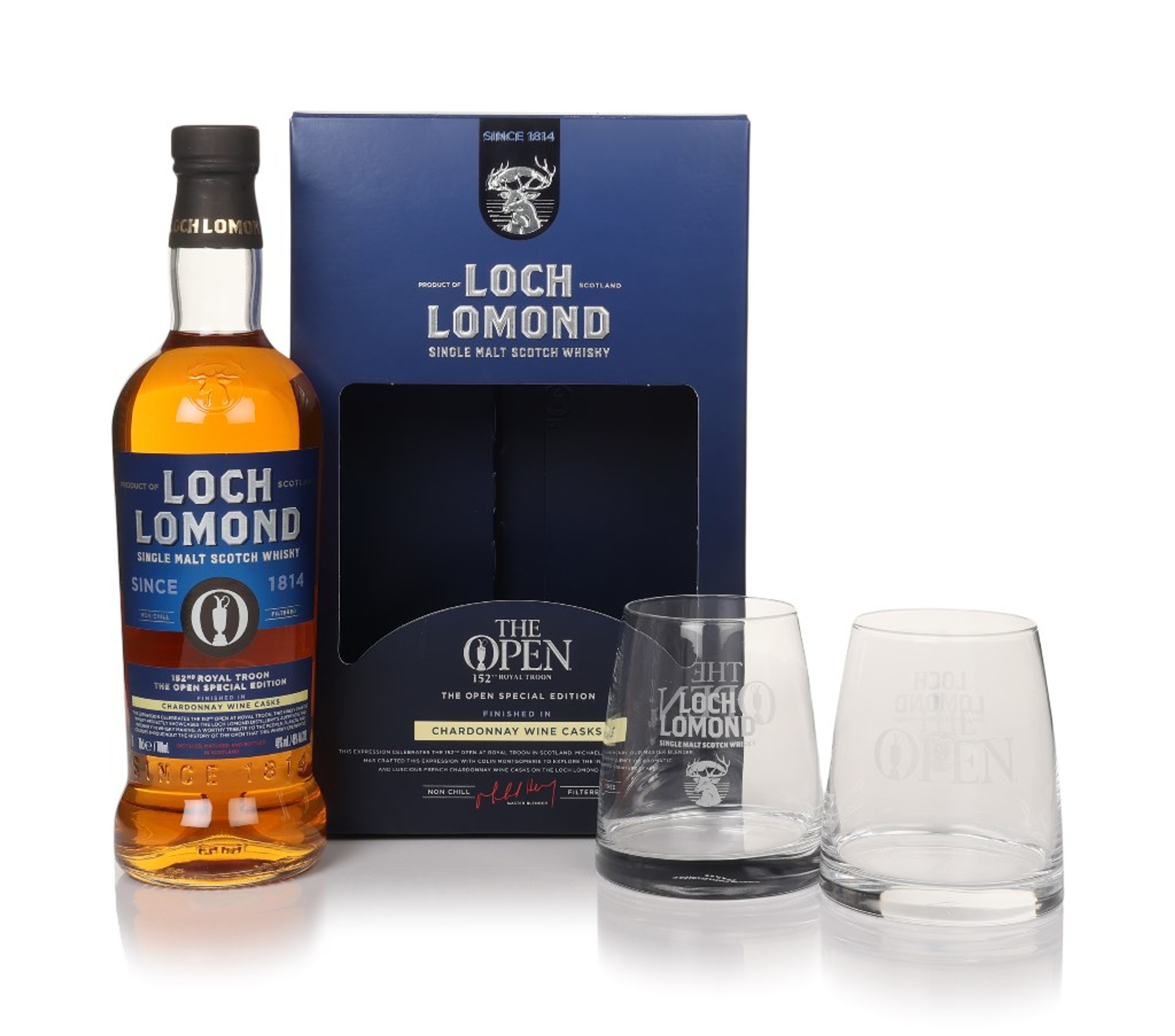 Loch Lomond The Open 2024 Special Edition Gift Set with 2x Glasses 70cl