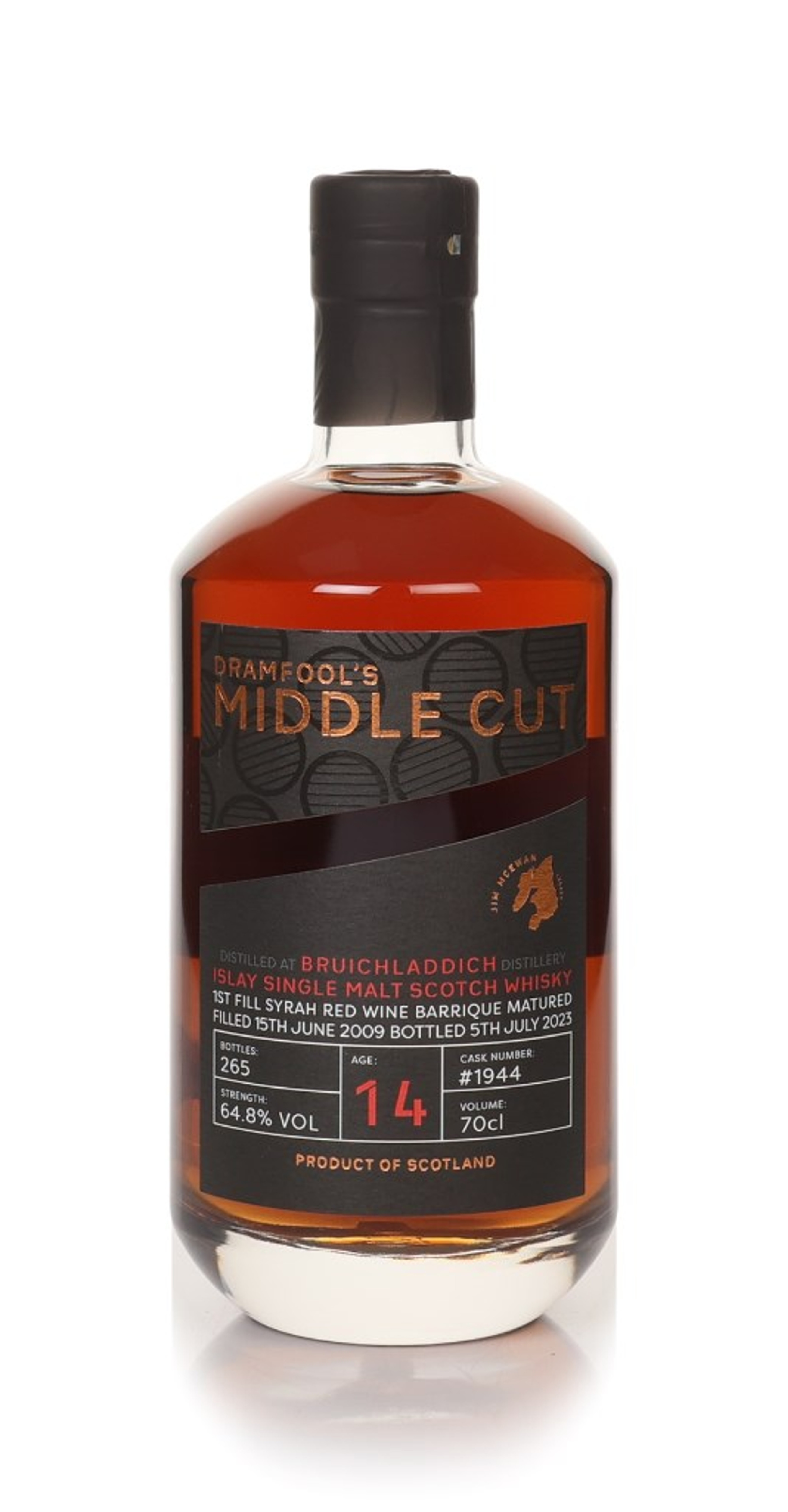 Bruichladdich 14 Year Old 2009 (cask 1944) - Middle Cut (Dramfool) 70cl
