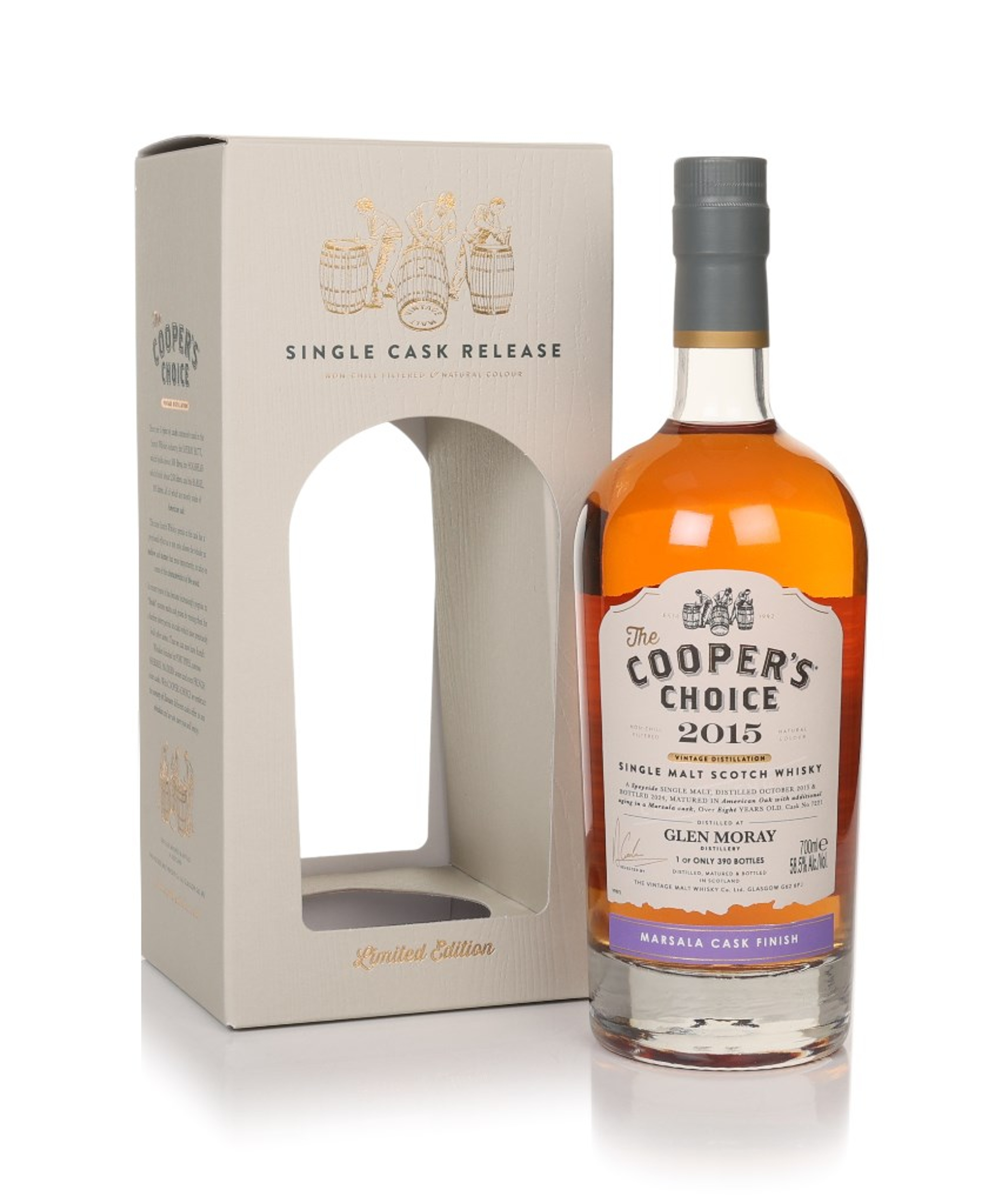 Glen Moray 8 Year Old 2015 (cask 7221) - The Cooper's Choice (The Vintage Malt Whisky Co.) 70cl