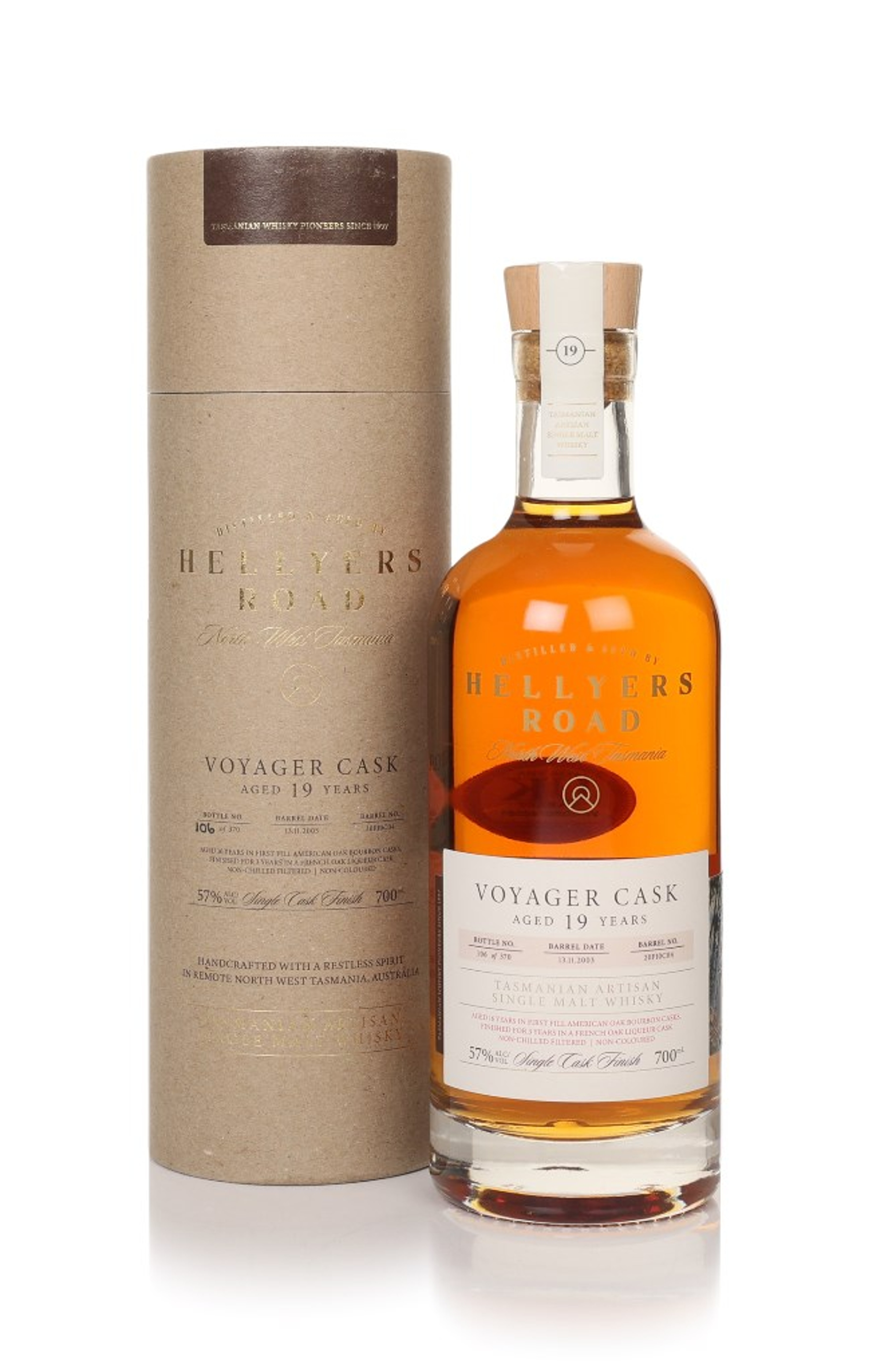 Hellyers Road 19 Year Old 2003 (Barrel No. 20F10C04) Voyager Cask 70cl