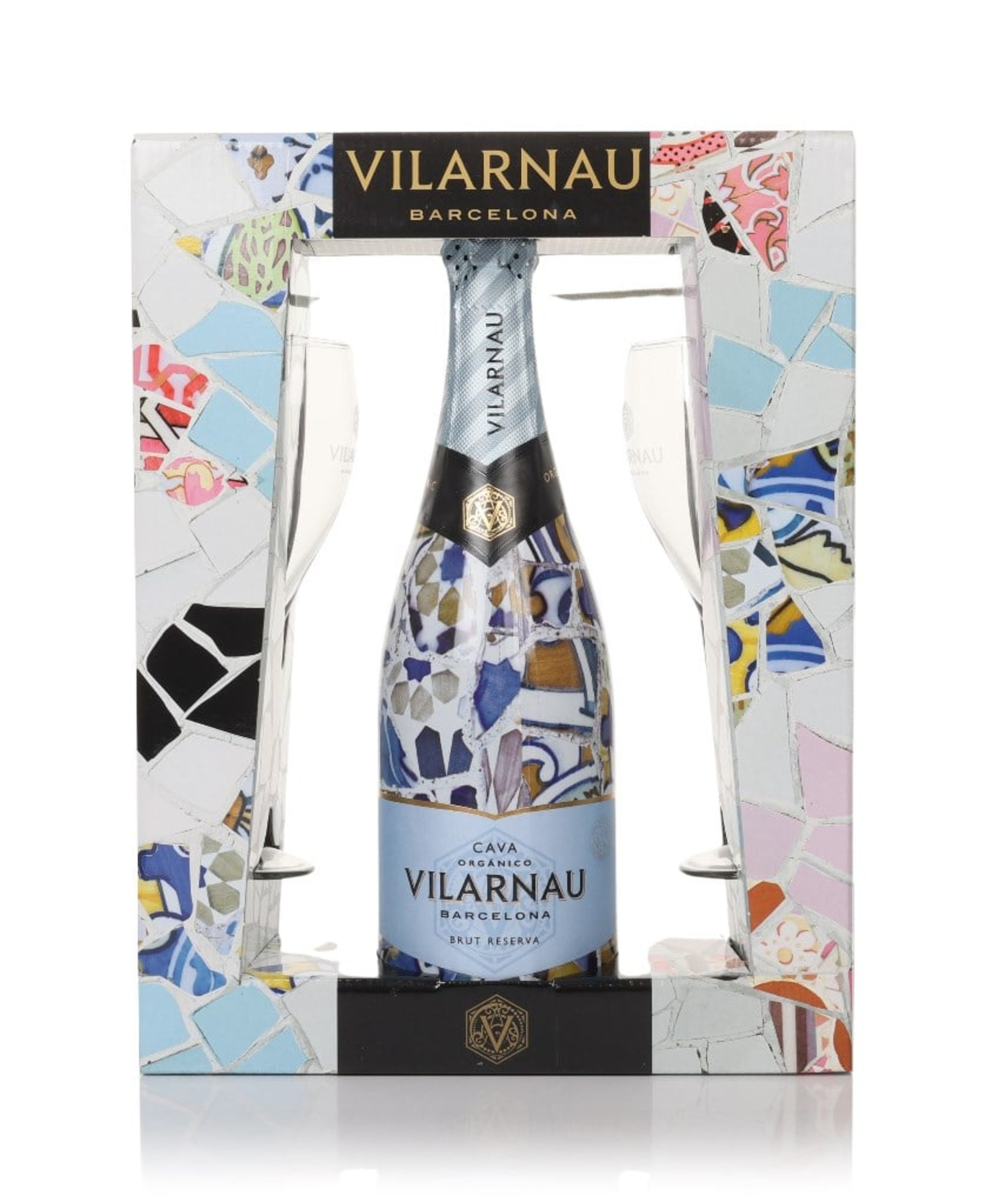 Vilarnau Organic Cava Brut Gift Set with 2x Glasses 75cl
