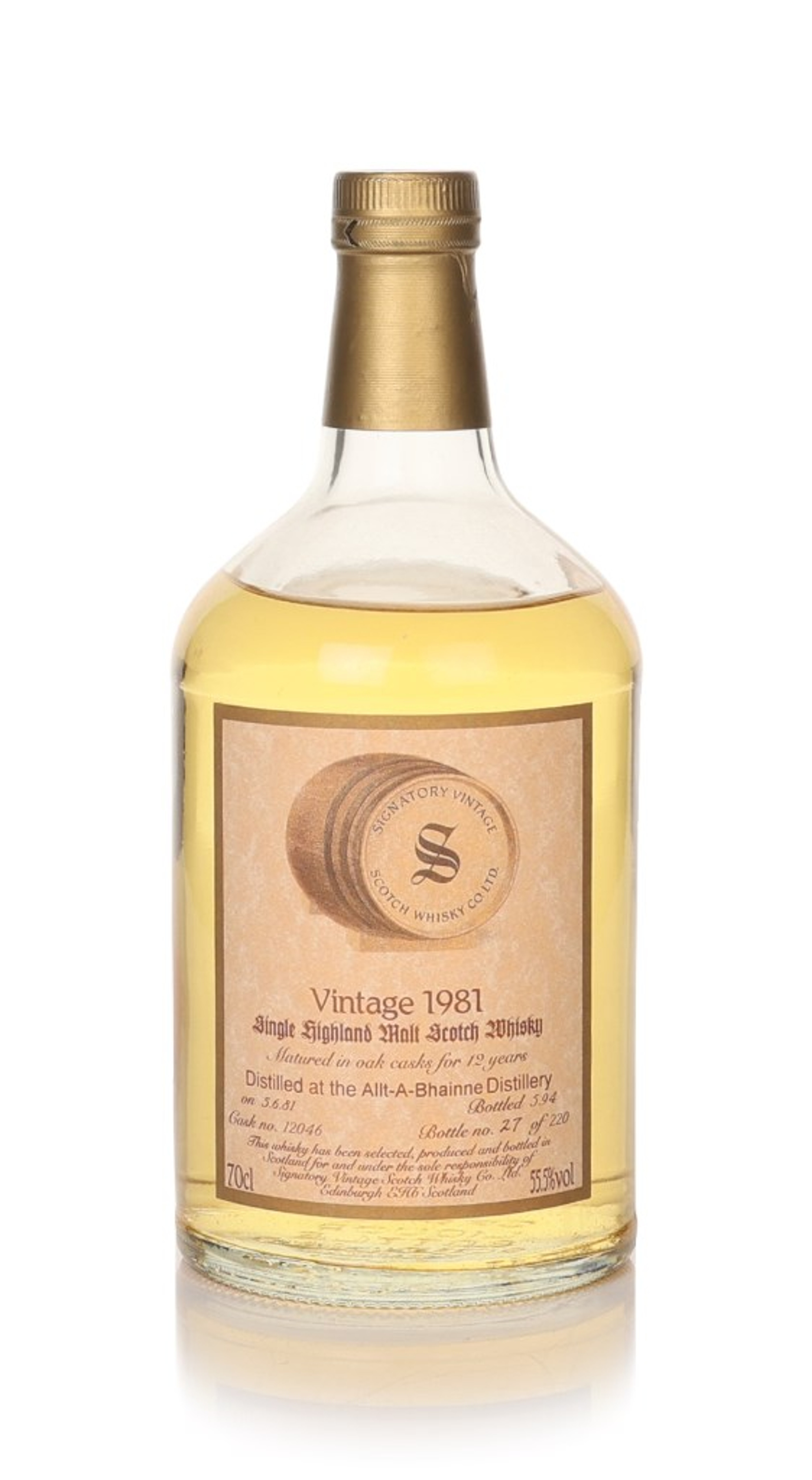 Allt-A-Bhainne 12 Year Old 1981 (cask 12046) - Signatory Vintage 70cl