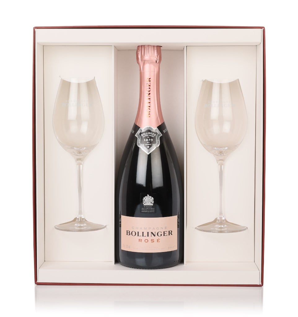 Bollinger Rosé with 2x Elizabeth Glasses 75cl