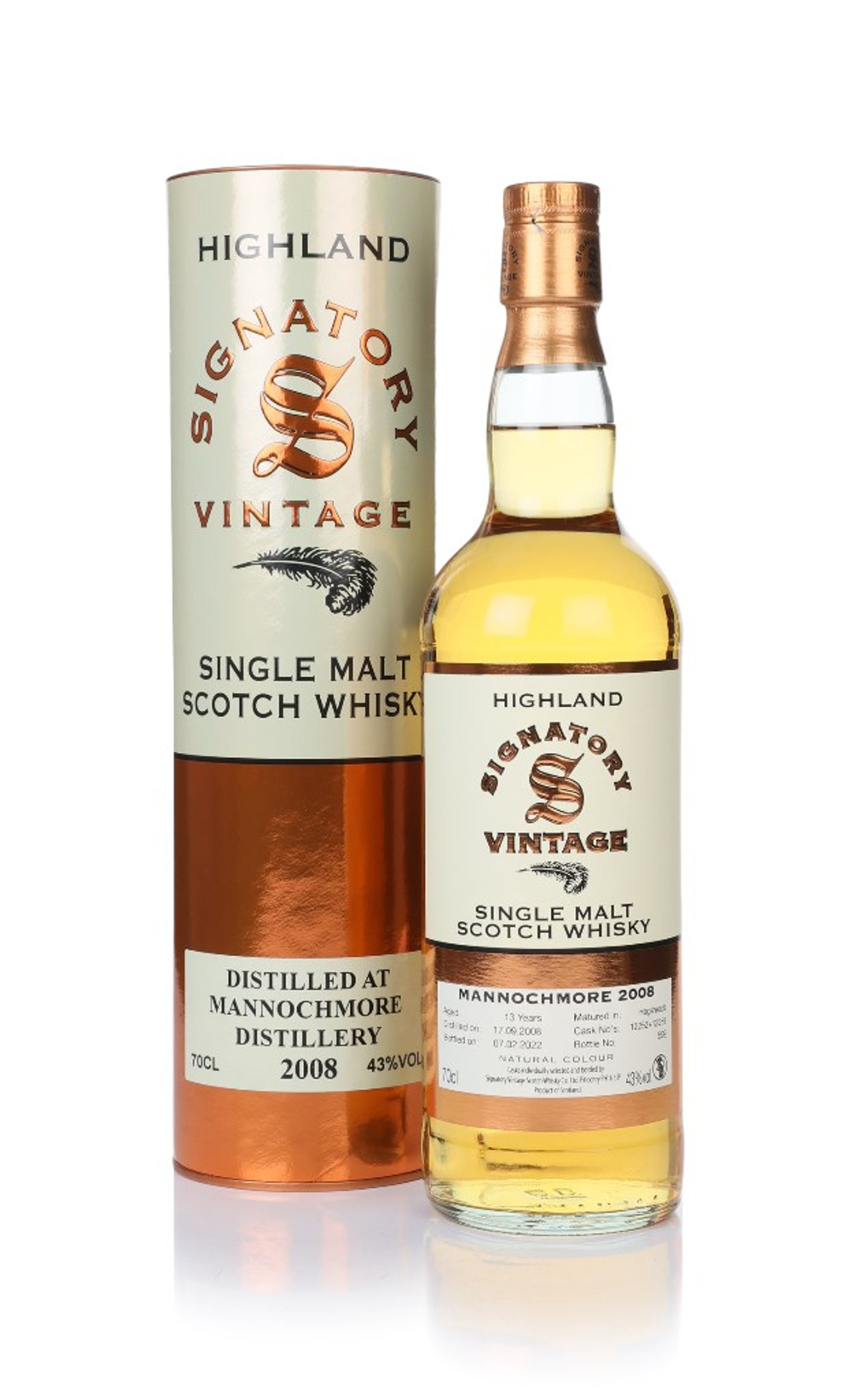 Mannochmore 13 Year Old 2008 (casks 12252 & 12259) - Signatory 70cl