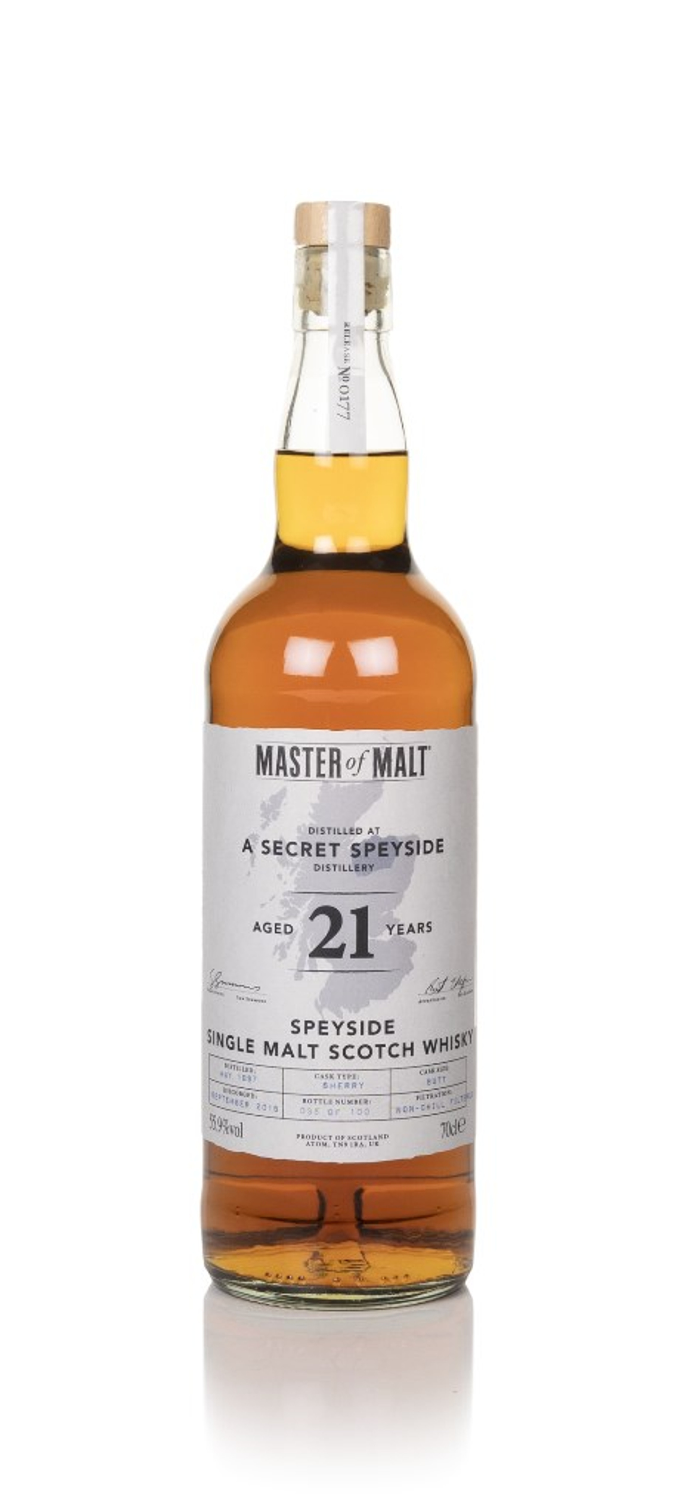 Secret Speyside Distillery 21 Year Old 1997 (Master of Malt) 70cl