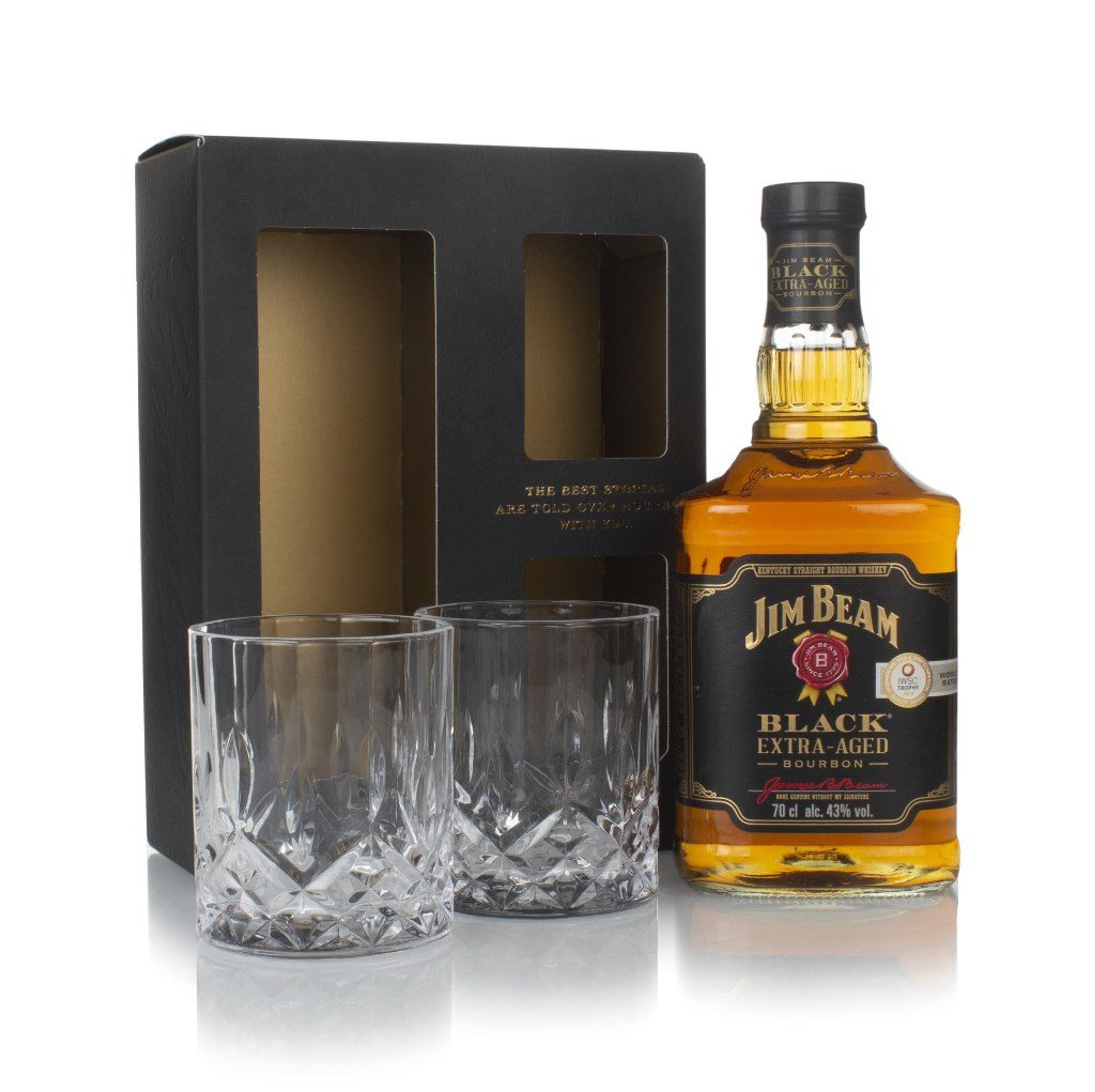 Jim Beam Black Gift Set with 2x Glasses 70cl