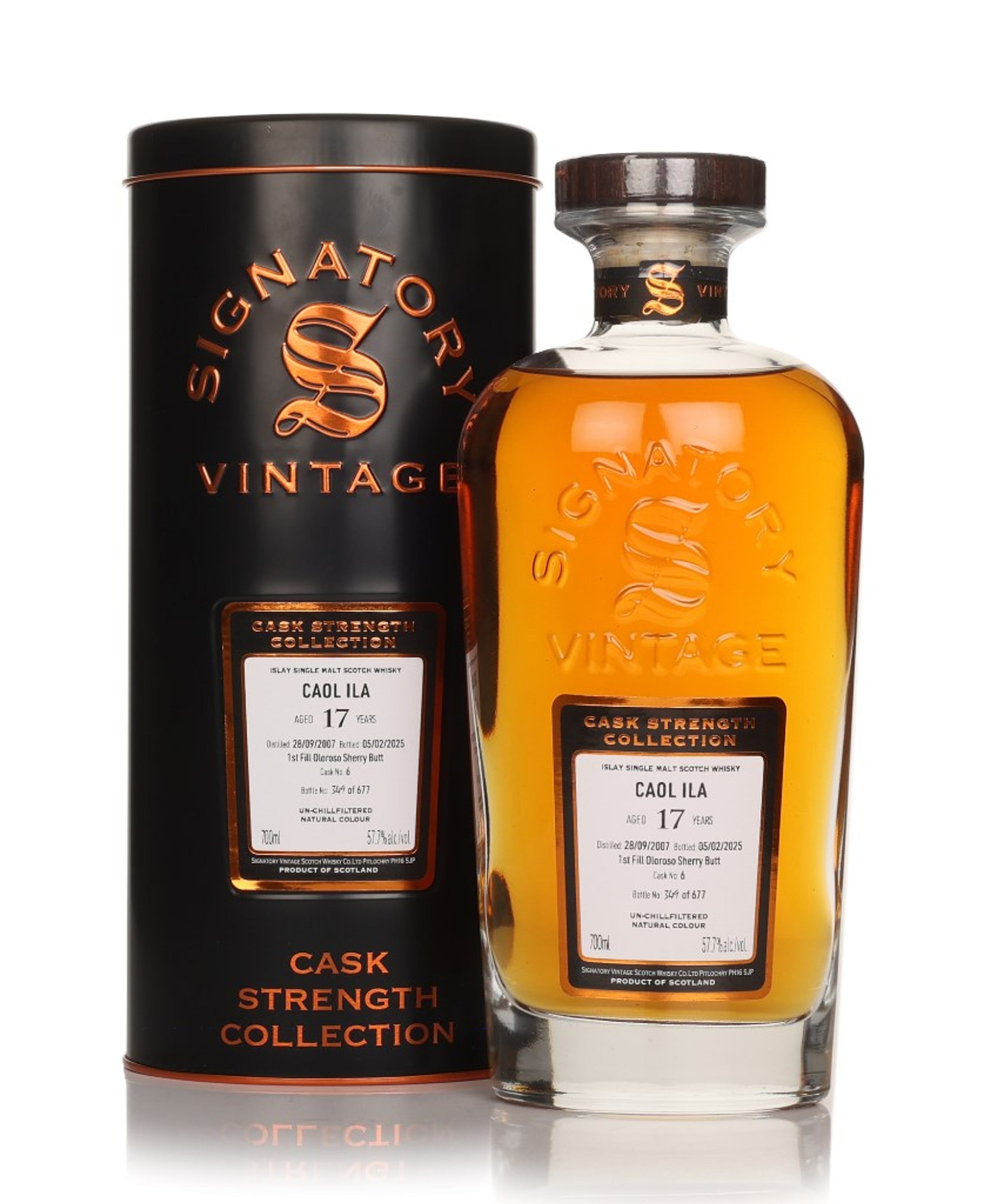 Caol Ila 17 Year Old 2007 (cask 6) - Cask Strength Collection (Signatory) 70cl