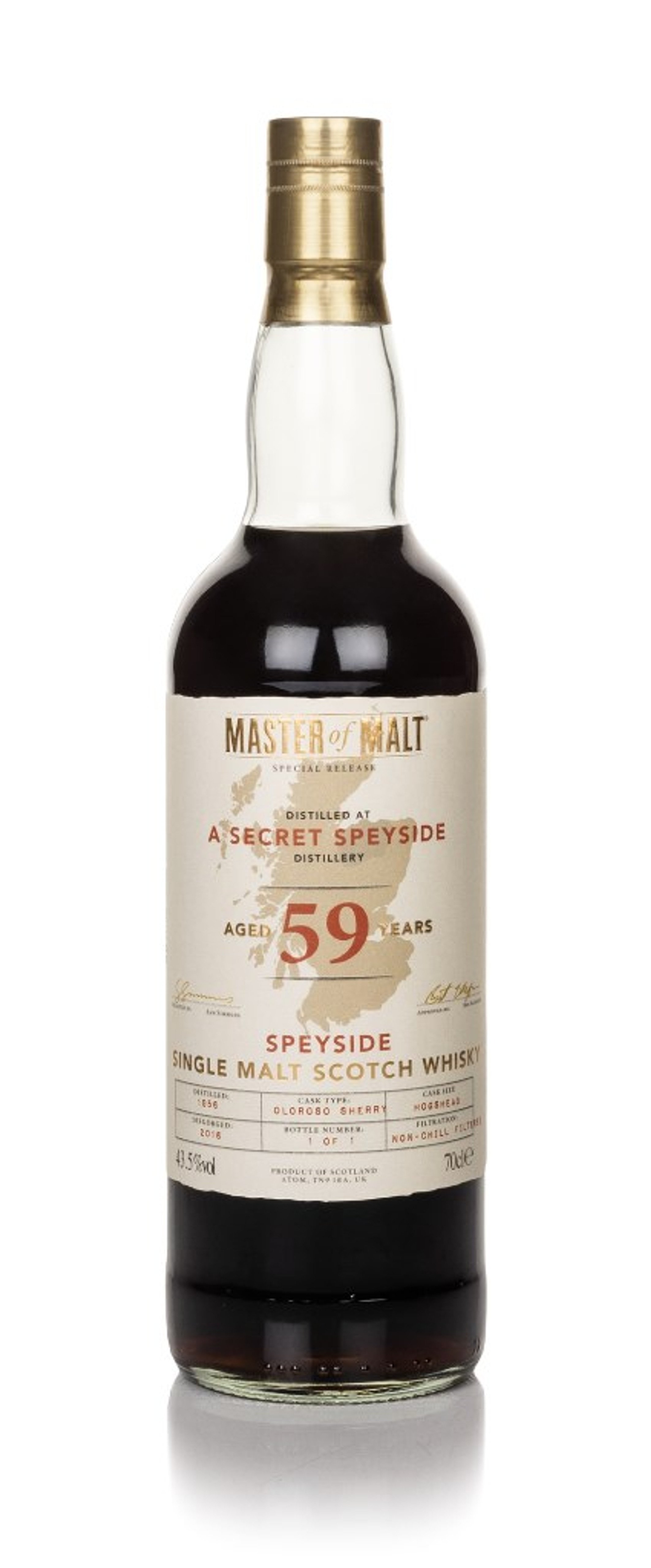 Secret Speyside Distillery 59 Year Old 1956 Competition Exclusive (Master of Malt) 70cl