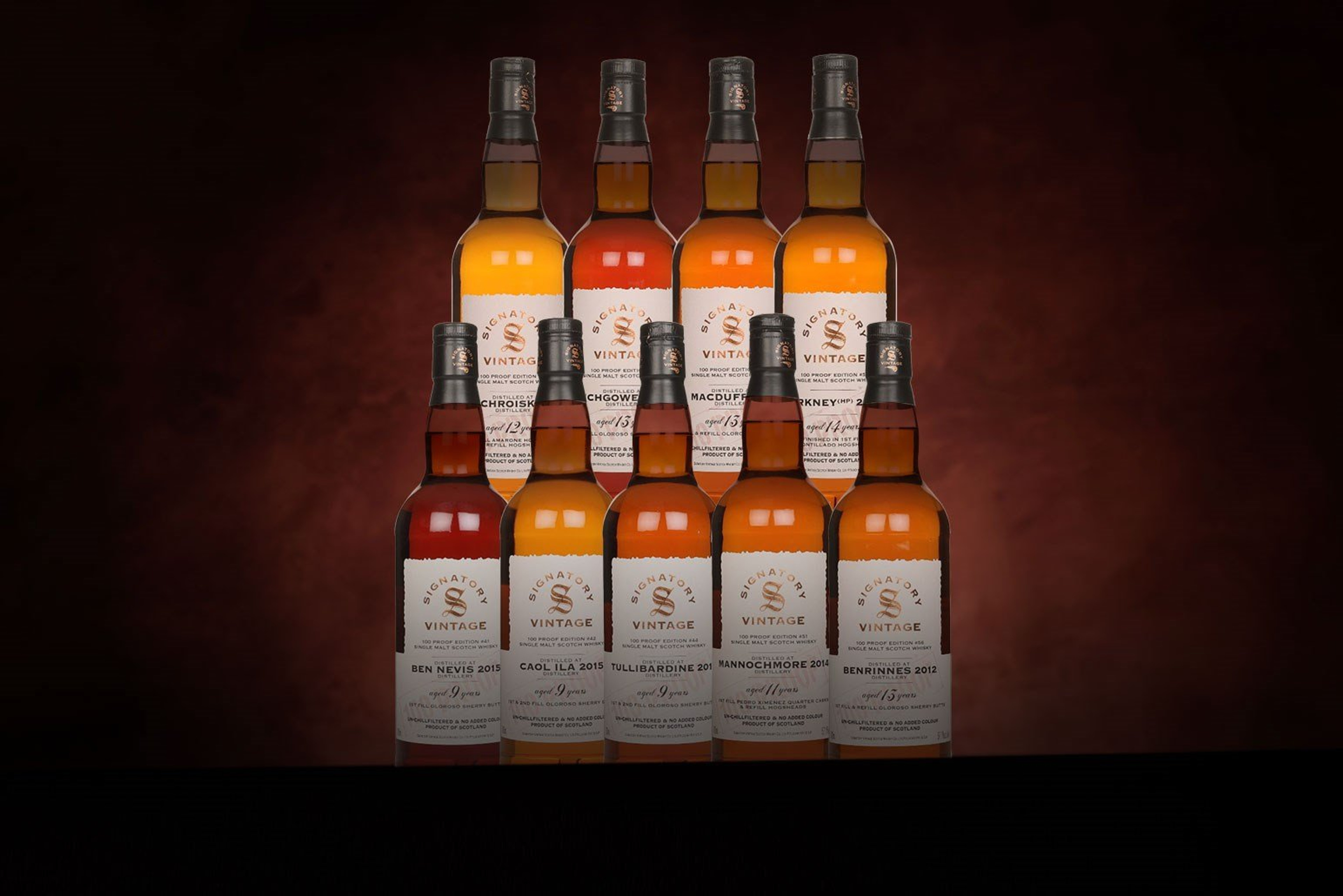 *COMPETITION* Signatory 100 Proof Whisky Collection (9) Ticket 70cl