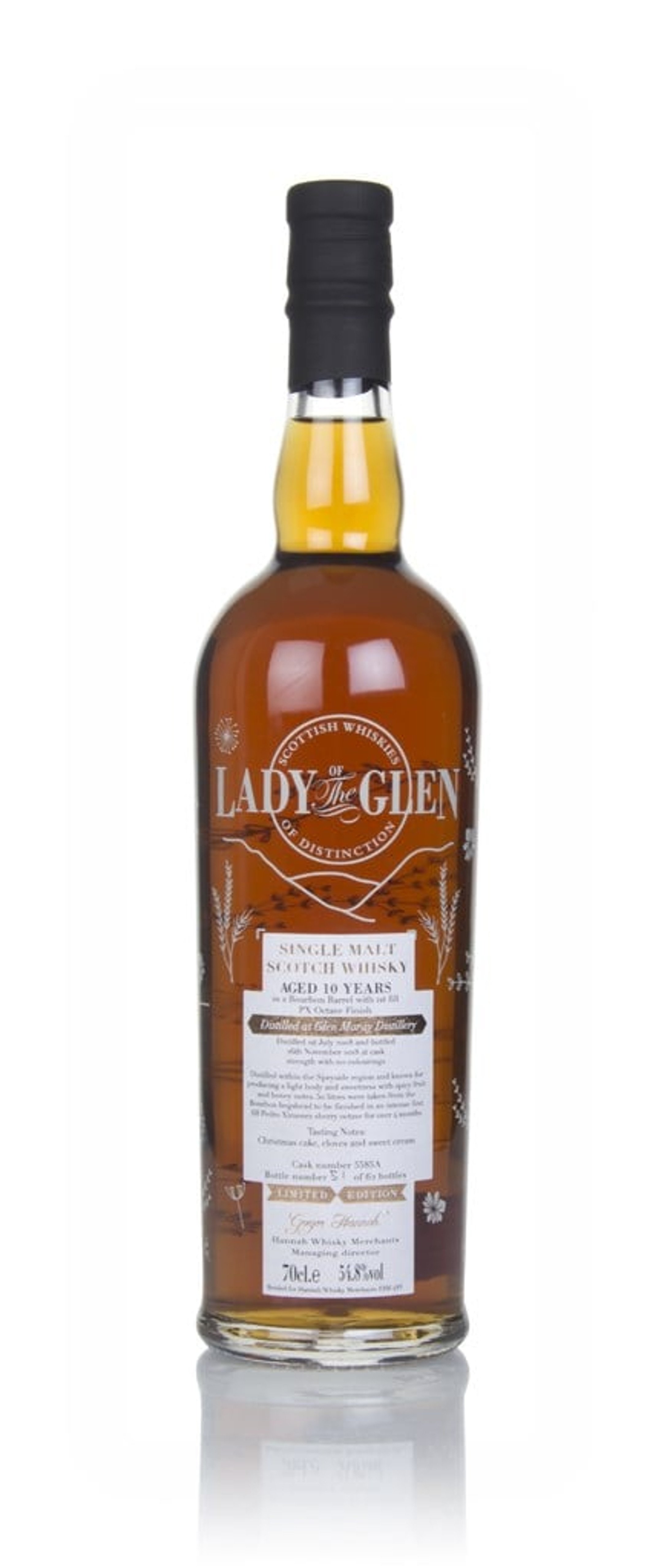 Glen Moray 10 Year Old 2008 (cask 5585A) - Lady of the Glen (Hannah Whisky Merchants) 70cl