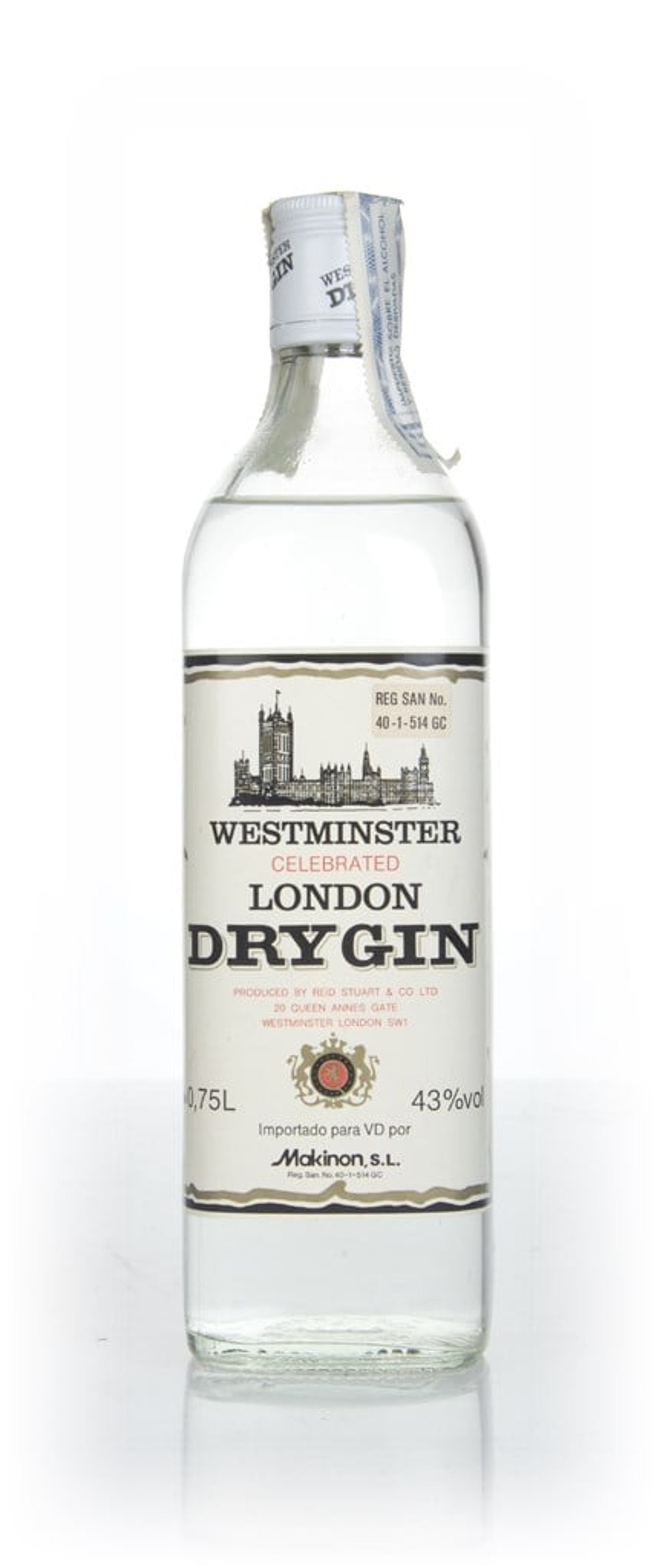 Westminster Celebrated London Dry Gin - 1970s 75cl
